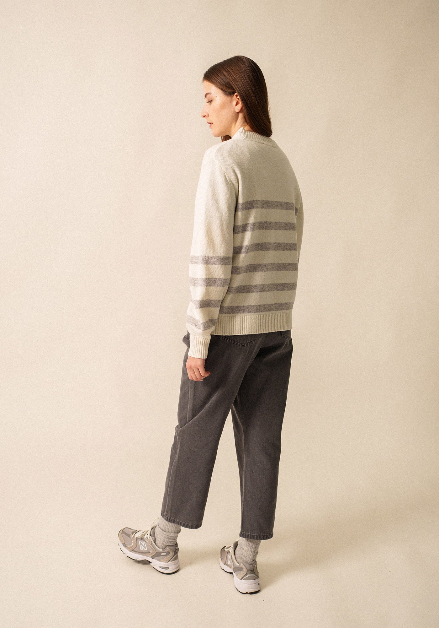 Lugano Striped Sweater (WINTER WHITE / GRAY)