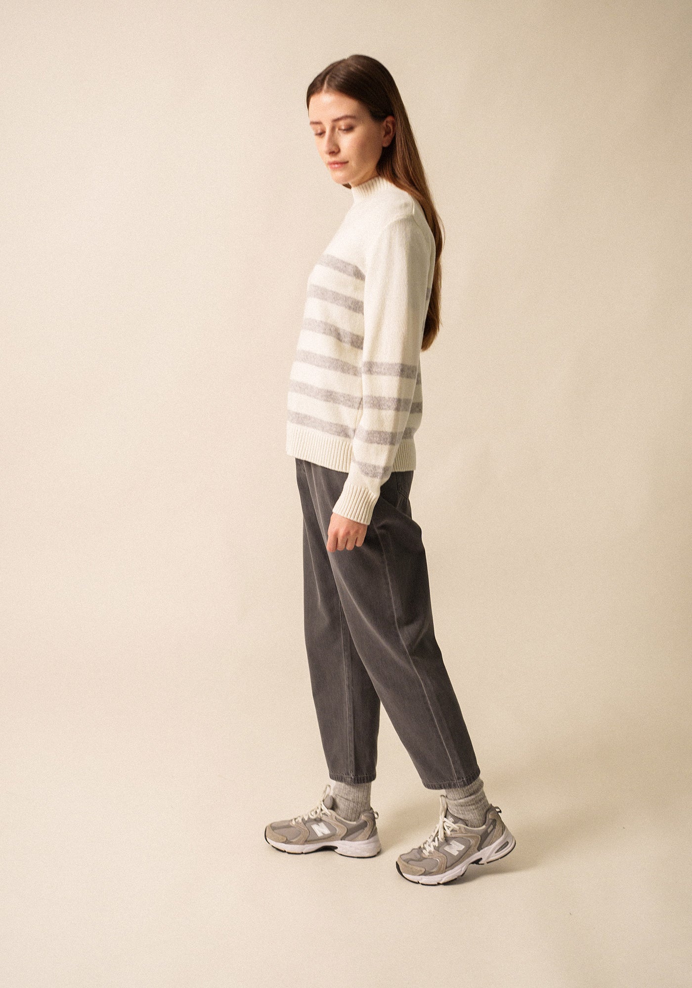 Lugano Striped Sweater (WINTER WHITE / GRAY)