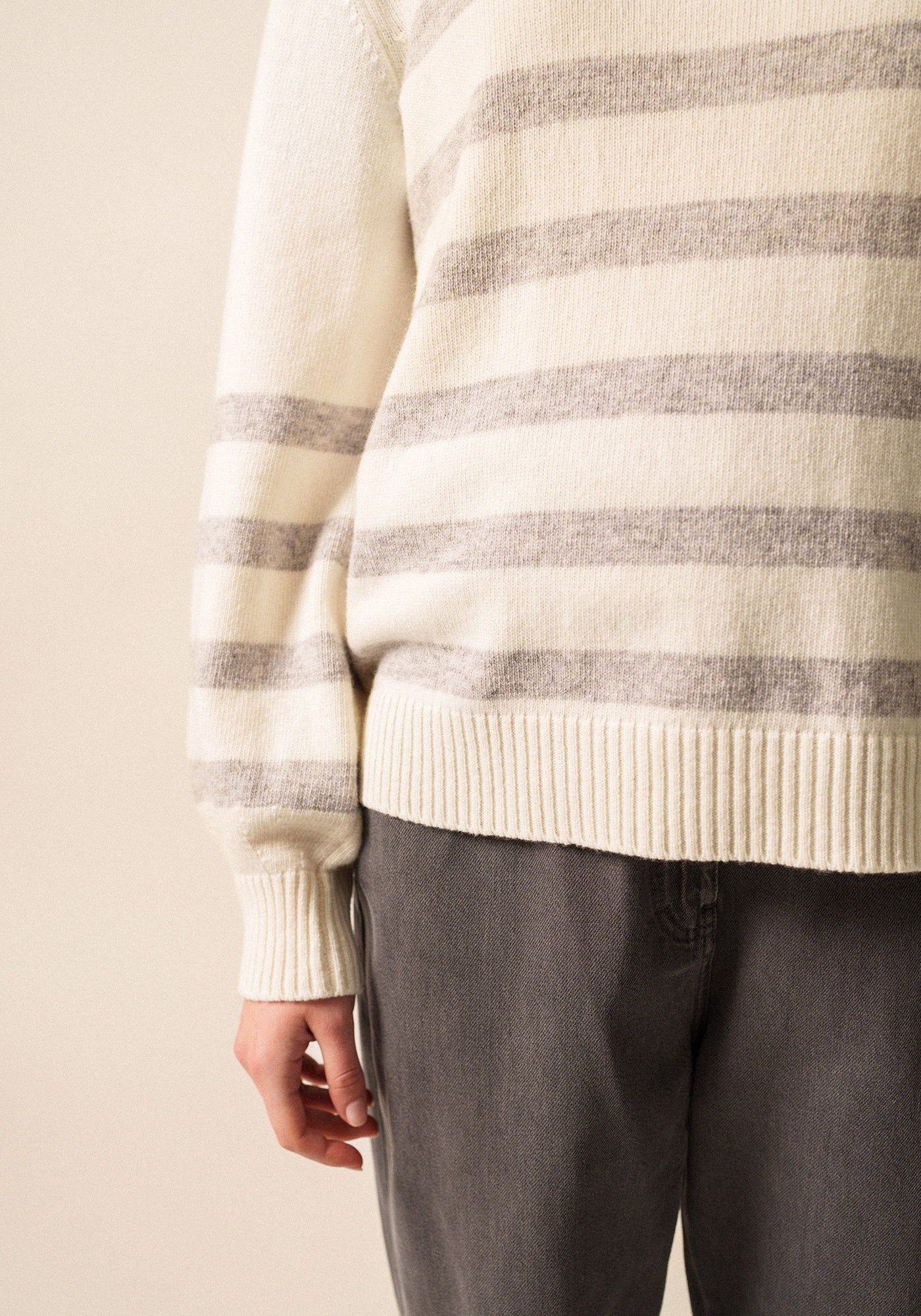 Lugano Striped Sweater (WINTER WHITE / GRAY)