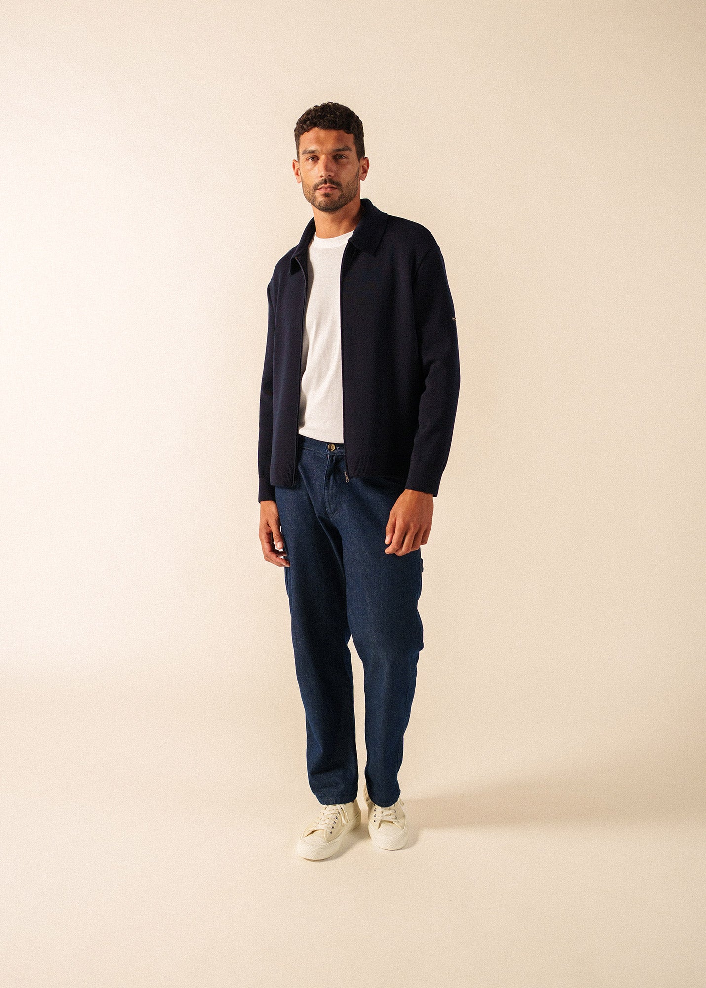 LUNEL Wool Zip Jacket (NAVY) • Saint James USA