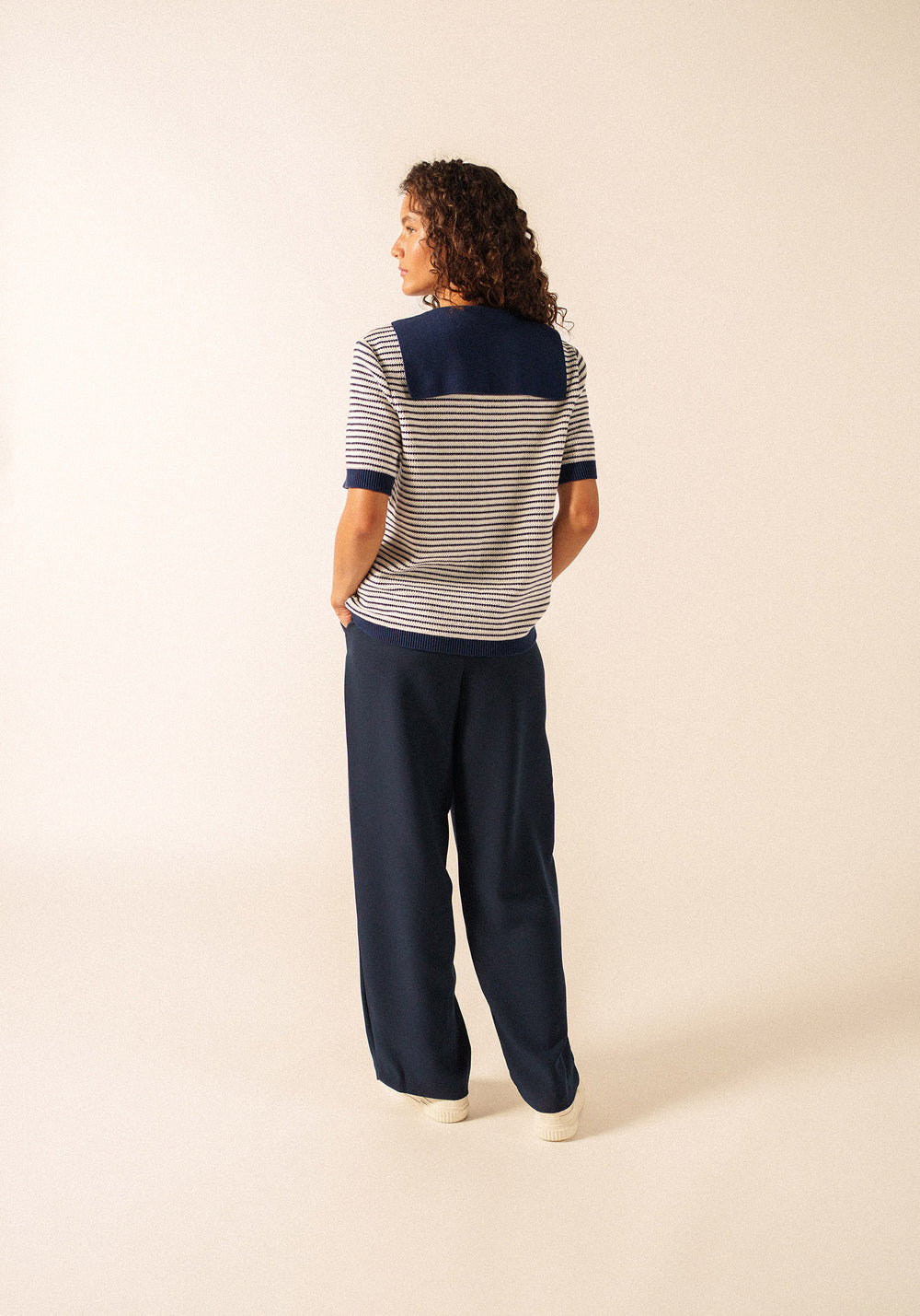 Miramas Fisherman-Inspired Sweater (IVORY / NAVY)