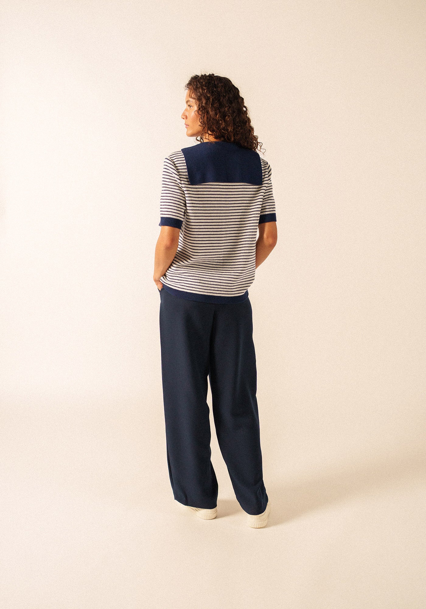 Miramas Fisherman-Inspired Sweater (IVORY / NAVY)