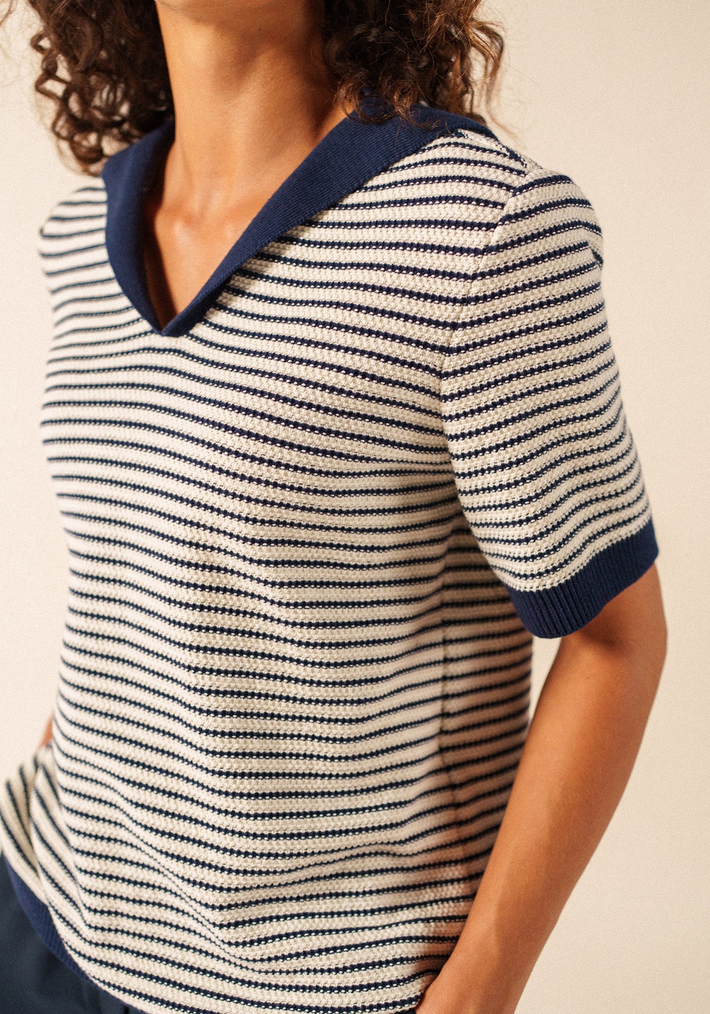 Miramas Fisherman-Inspired Sweater (IVORY / NAVY)
