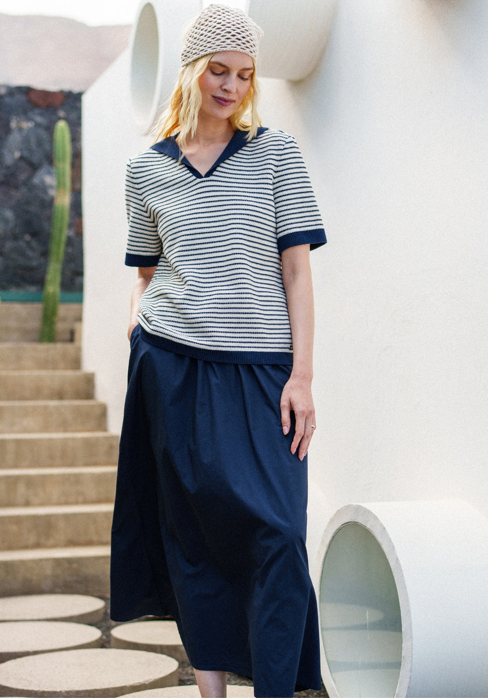Albane cotton drawstring skirt (NAVY)