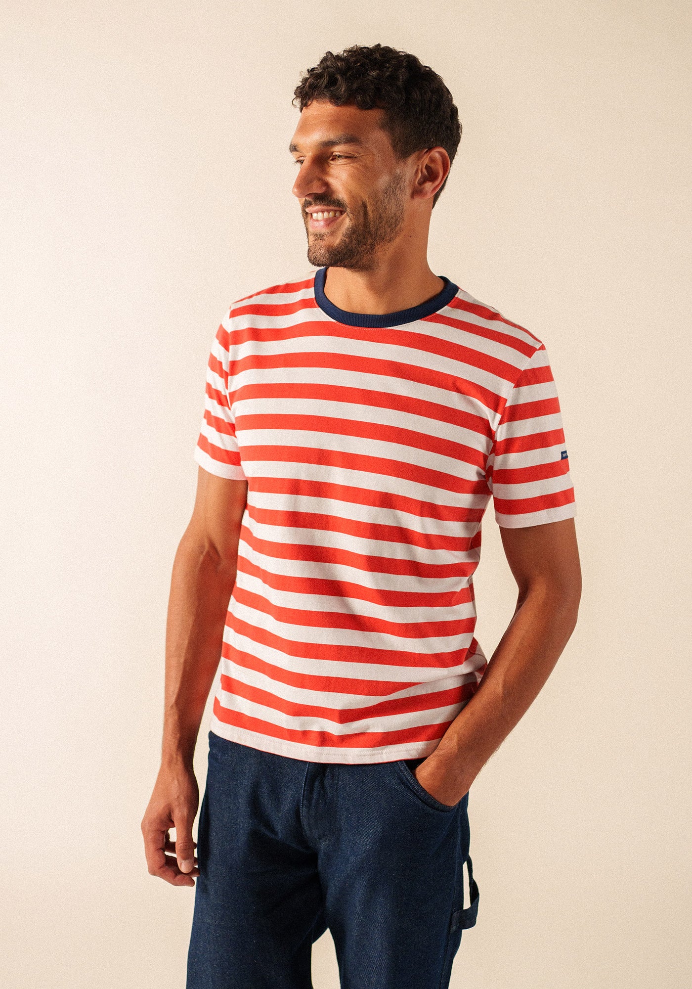 AUDIERNE Breton Shirt (POPPY RED / WHITE / NAVY)
