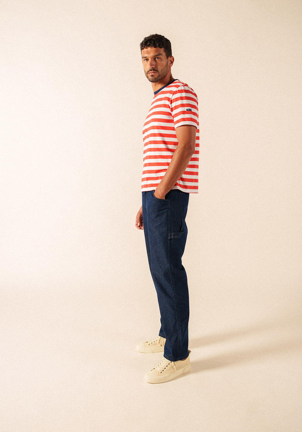 AUDIERNE Breton Shirt (POPPY RED / WHITE / NAVY)