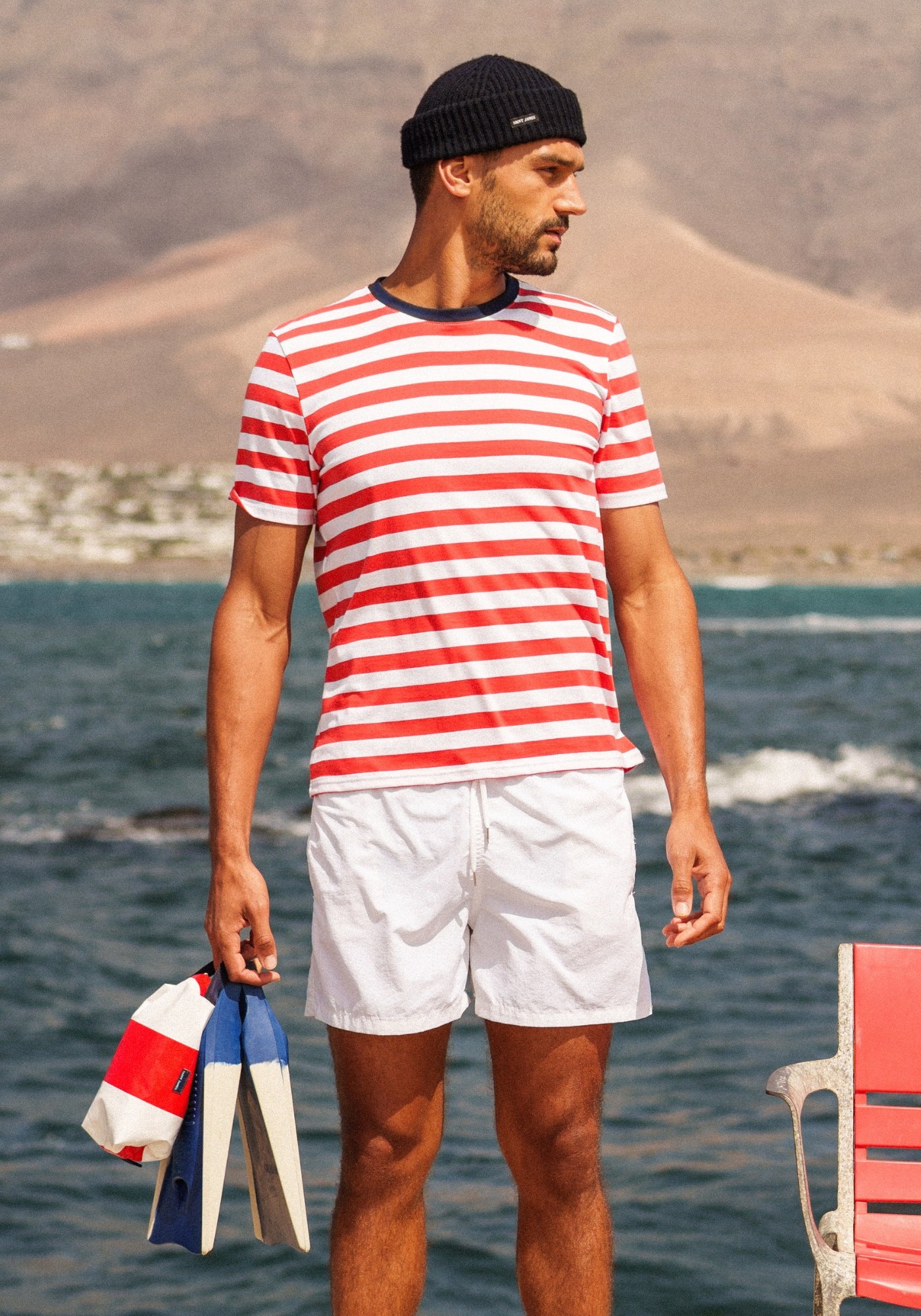 AUDIERNE Breton Shirt (POPPY RED / WHITE / NAVY)