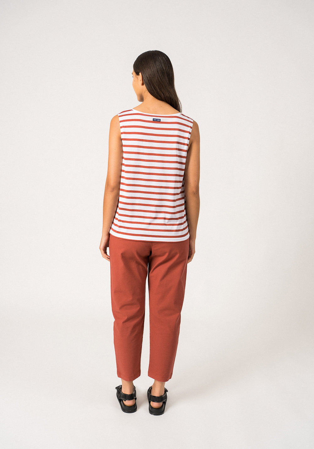 GASSIN - Striped Cotton Tank Top | Slim Fit (WHITE / TERRACOTTA)