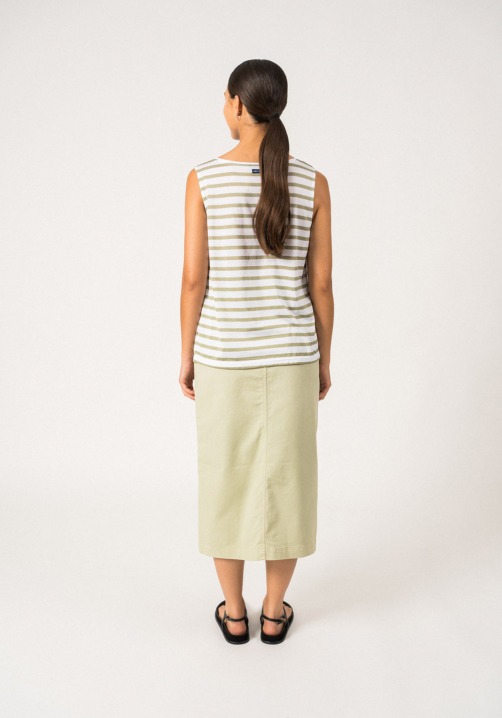GASSIN - Striped Cotton Tank Top | Slim Fit (WHITE / SOFT ALMOND)