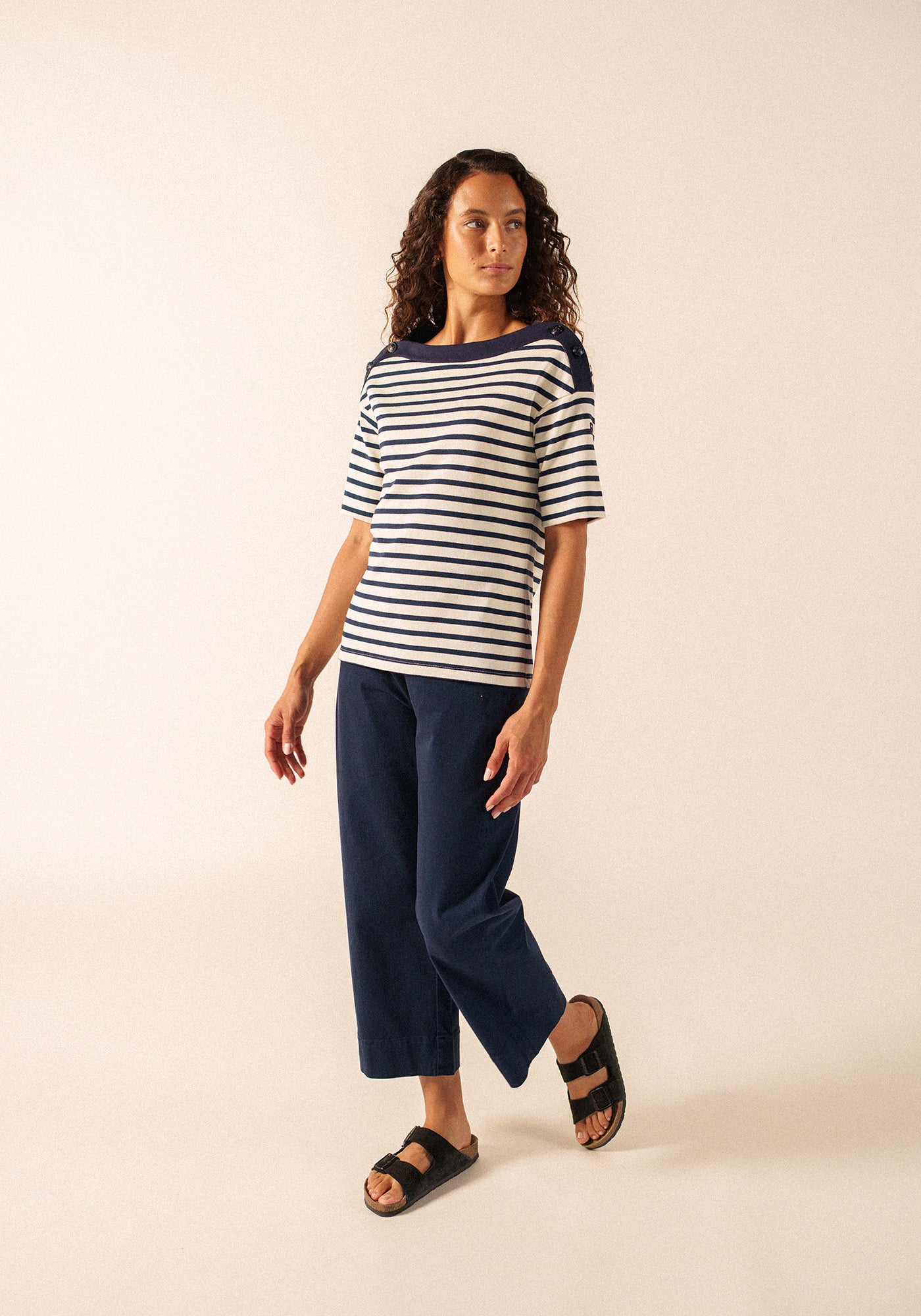 Geri Breton Tee x Isabelle Ballu (ECRU / NAVY)