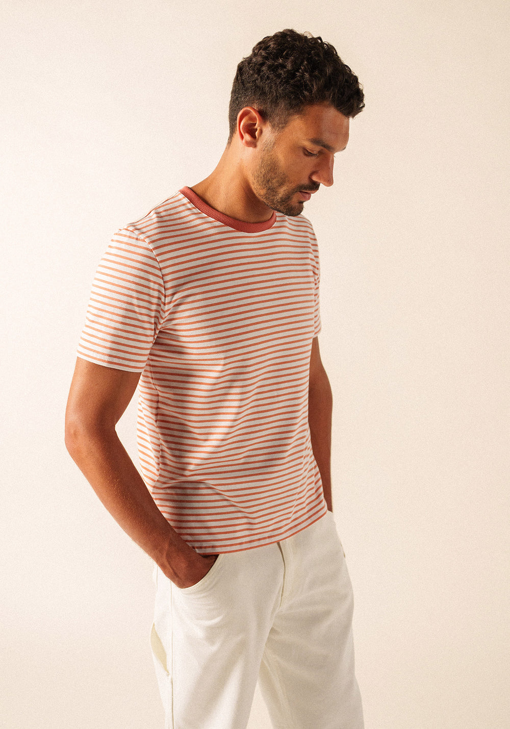 PLOUHINEC French Nautical T-Shirt  (WHITE / CLAY)