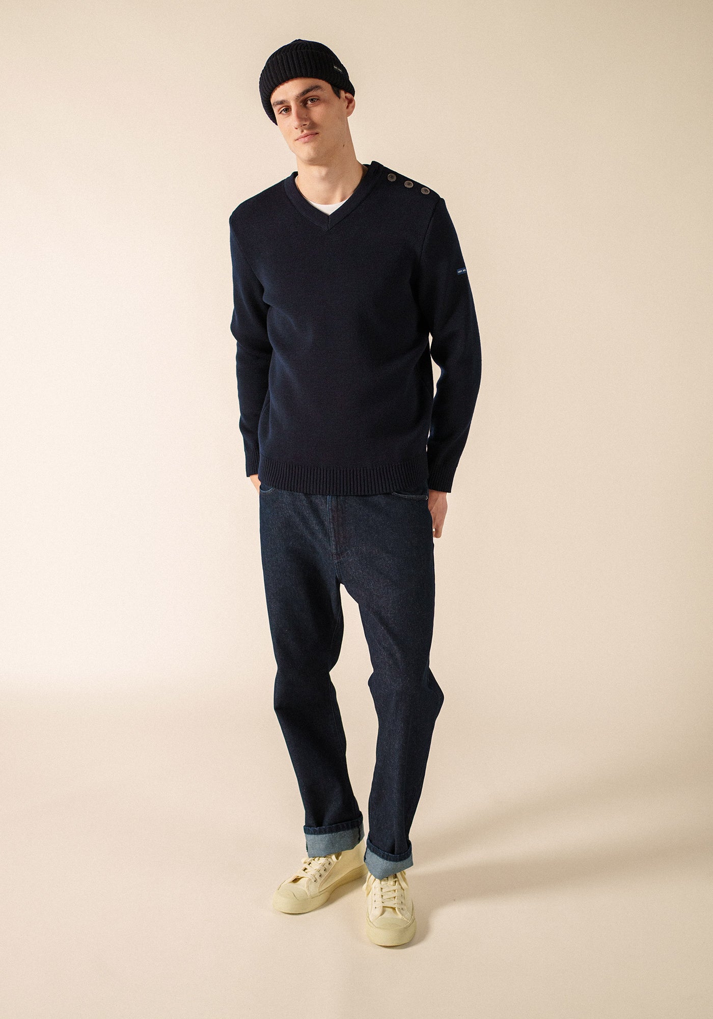 Cancale V-neck wool sweater (NAVY)