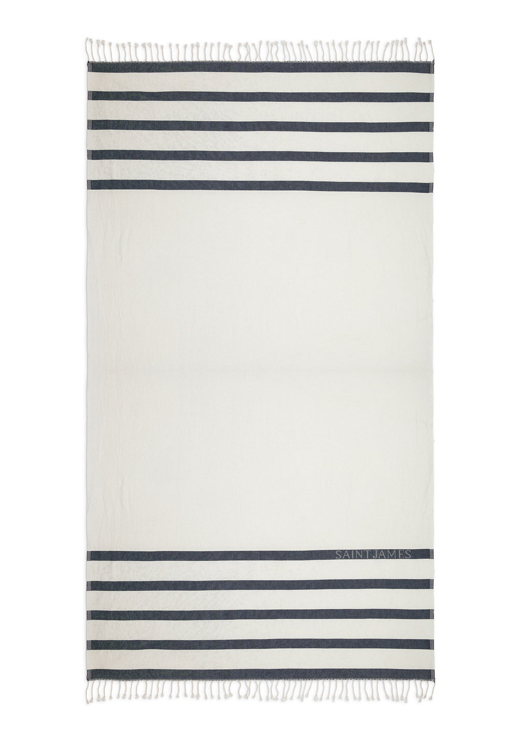 Striped Cotton Fouta Beach Towel (IVORY / NAVY)
