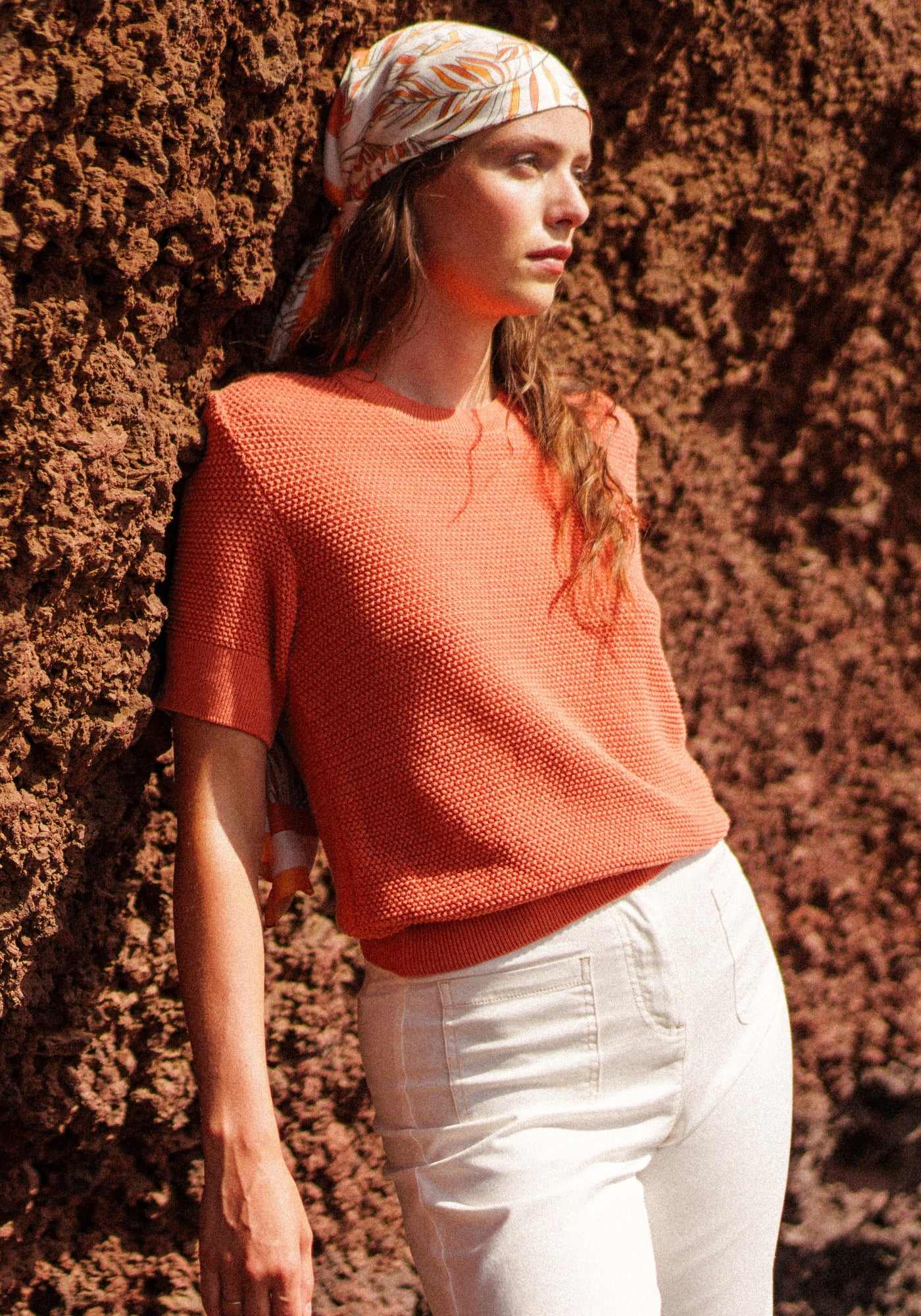 Provence Openwork Cotton & Wool Sweater (CLAY)