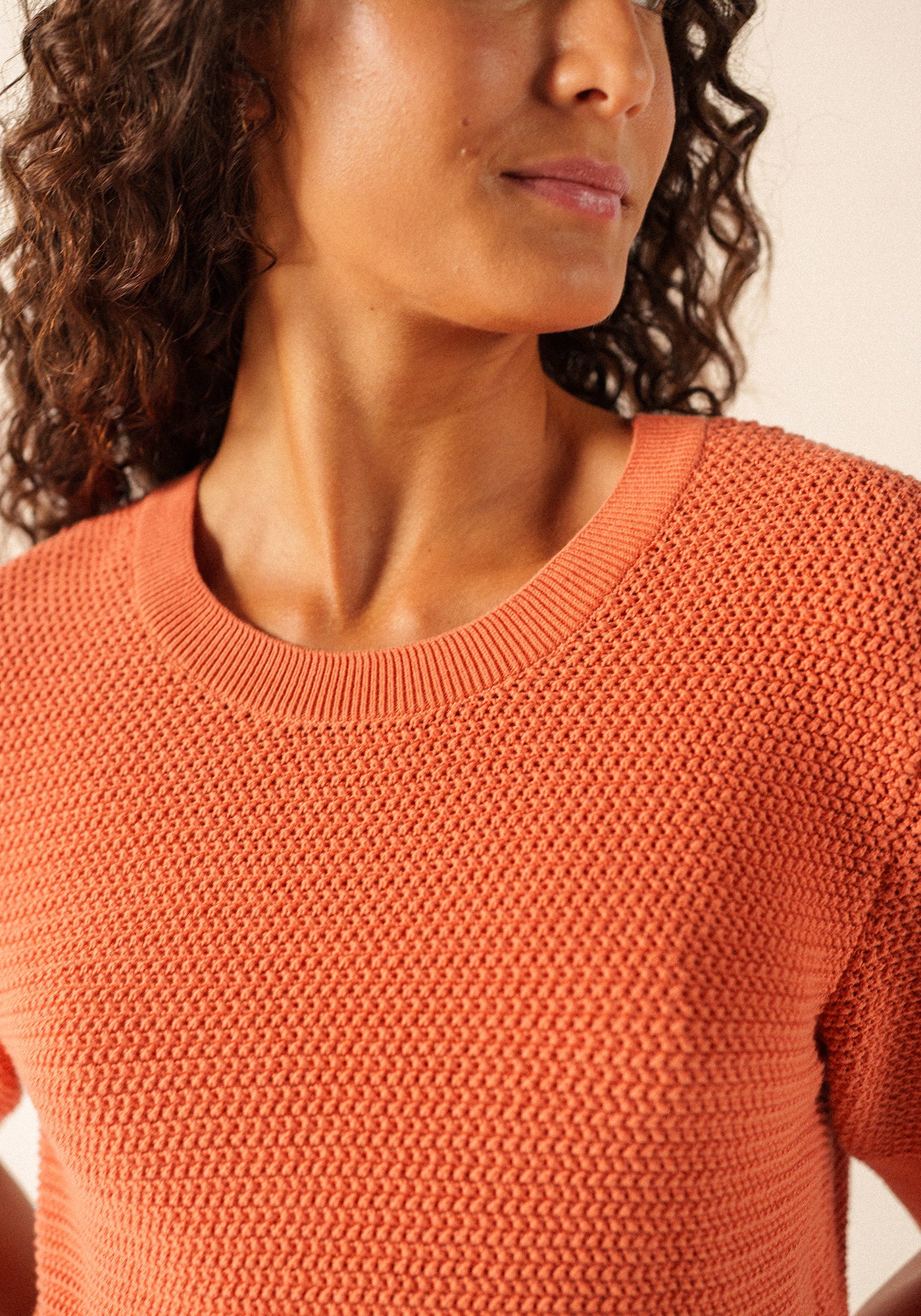 Provence Openwork Cotton & Wool Sweater (CLAY)