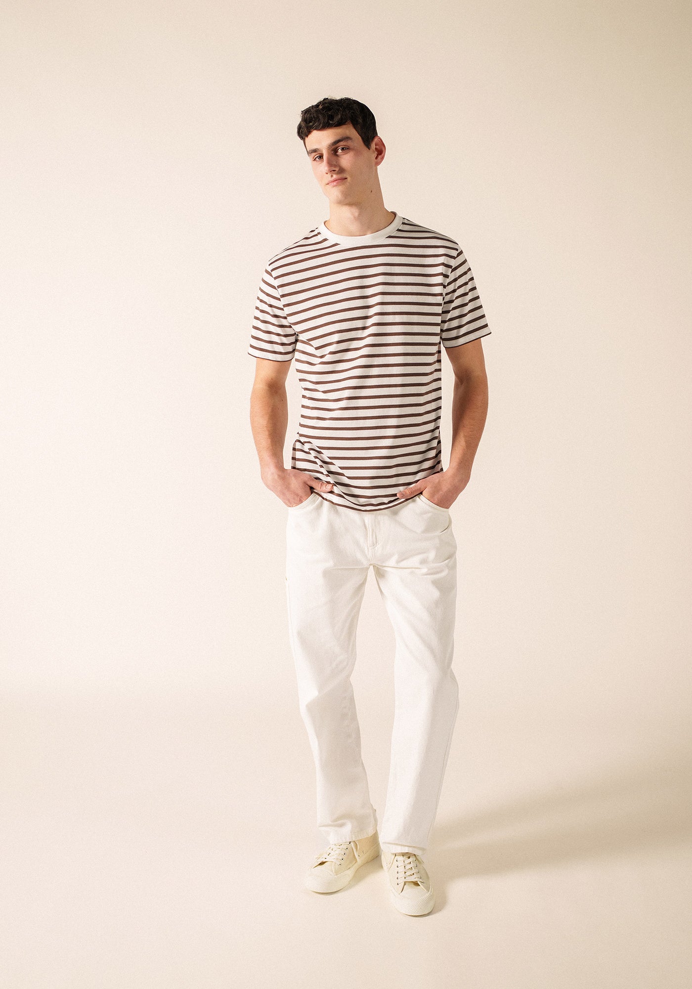 PLOUIDER II Breton T-Shirt (WHITE / CHOCOLATE)