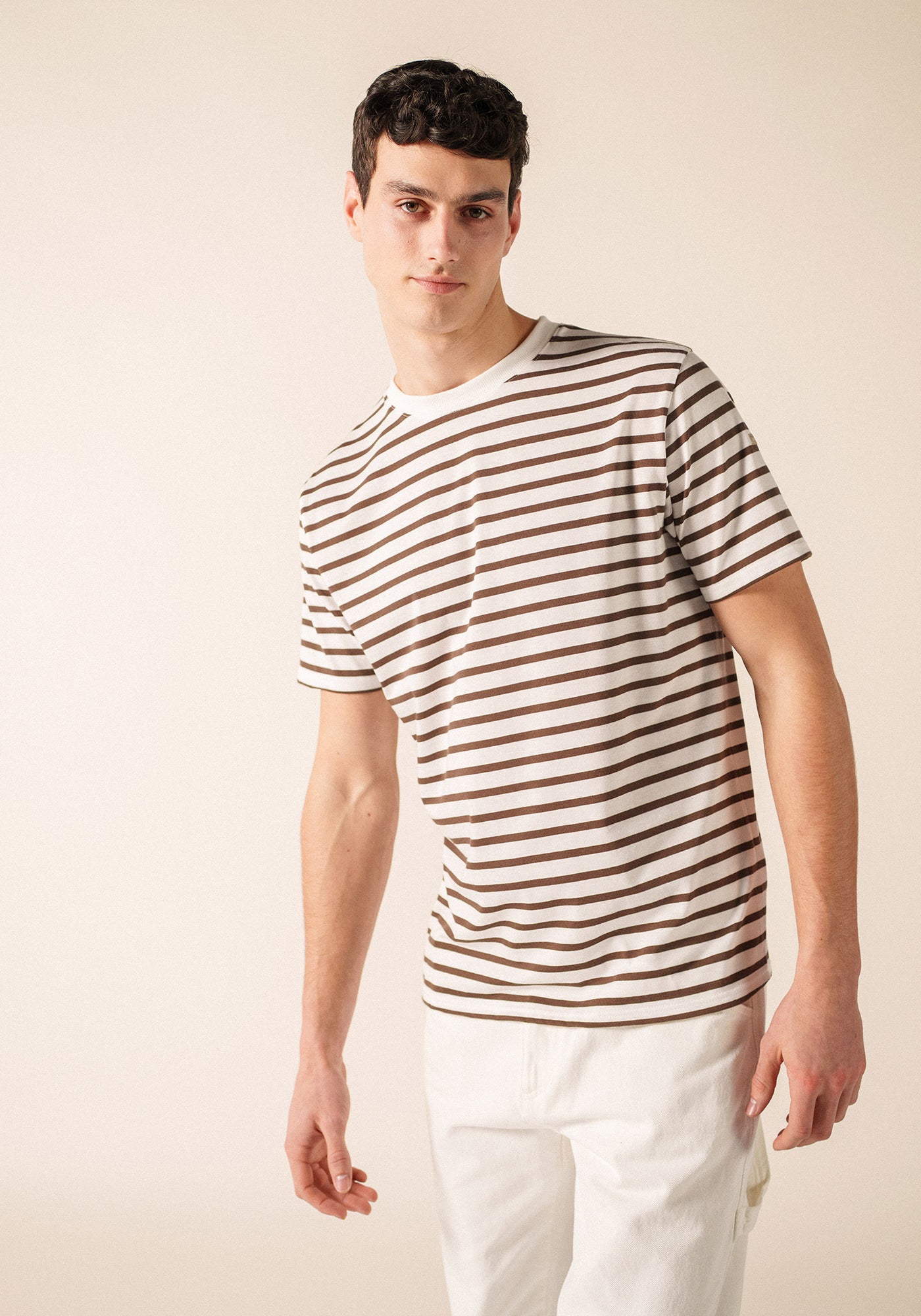 PLOUIDER II Breton T-Shirt (WHITE / CHOCOLATE)