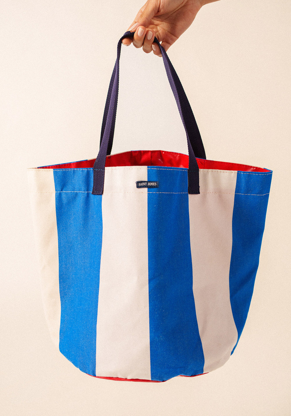 Play Reversible upcycled tote bag (BLUE / WHITE / RED)