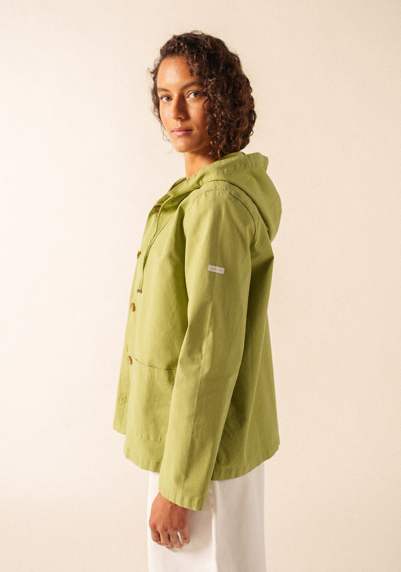 Aura hooded cotton canvas jacket (SAGE OLIVE)