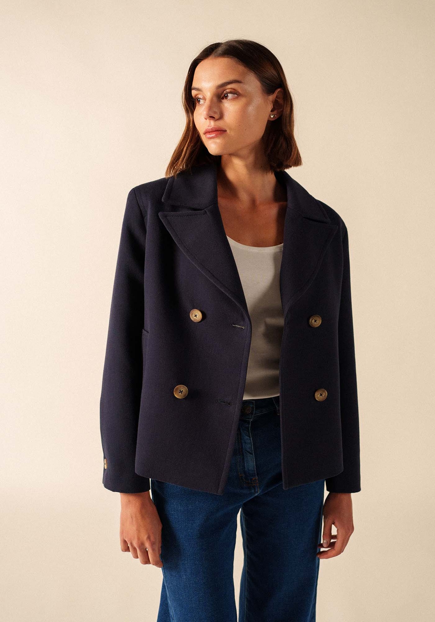 St Cathy cotton canvas peacoat (NAVY)