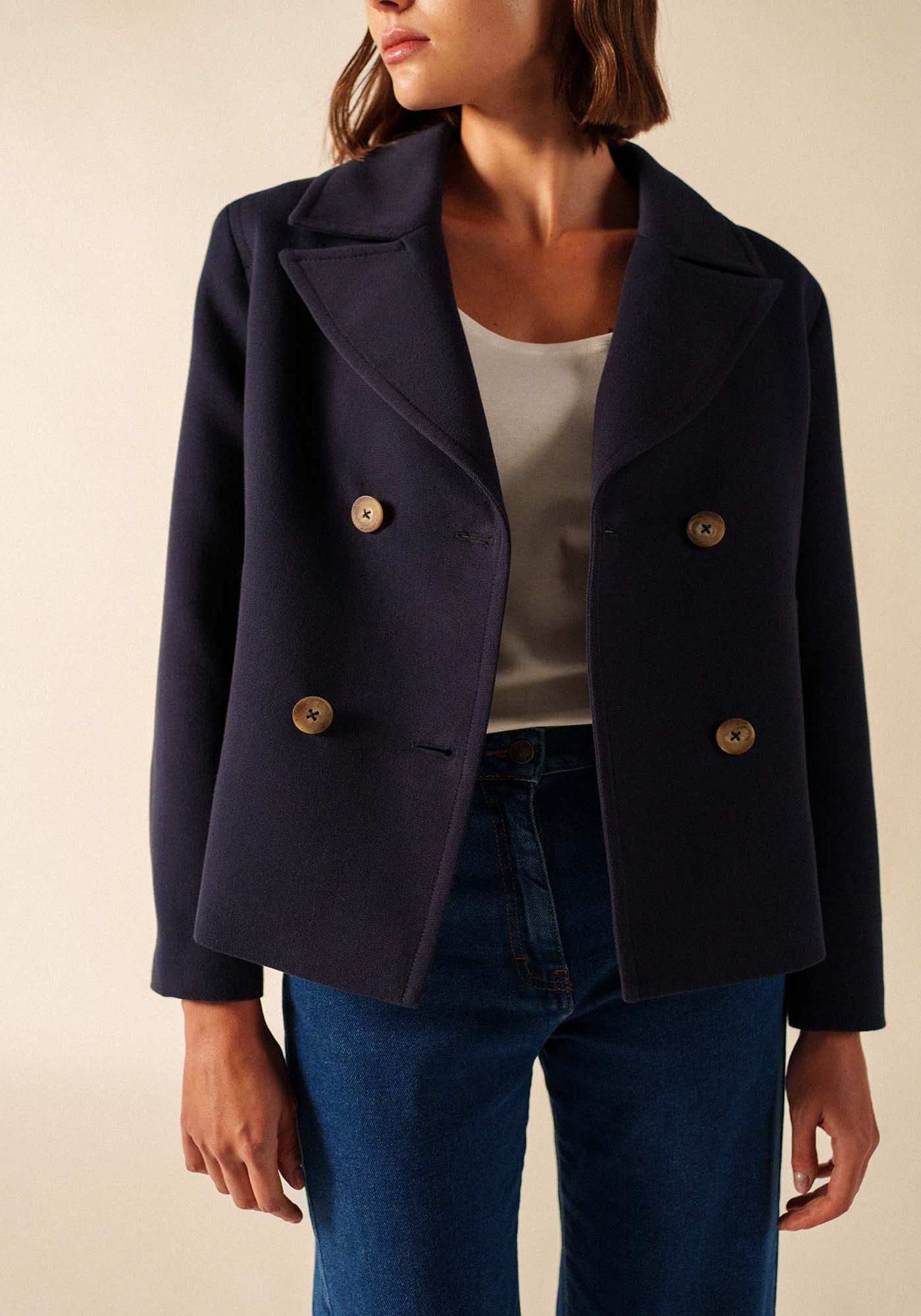 St Cathy cotton canvas peacoat (NAVY)