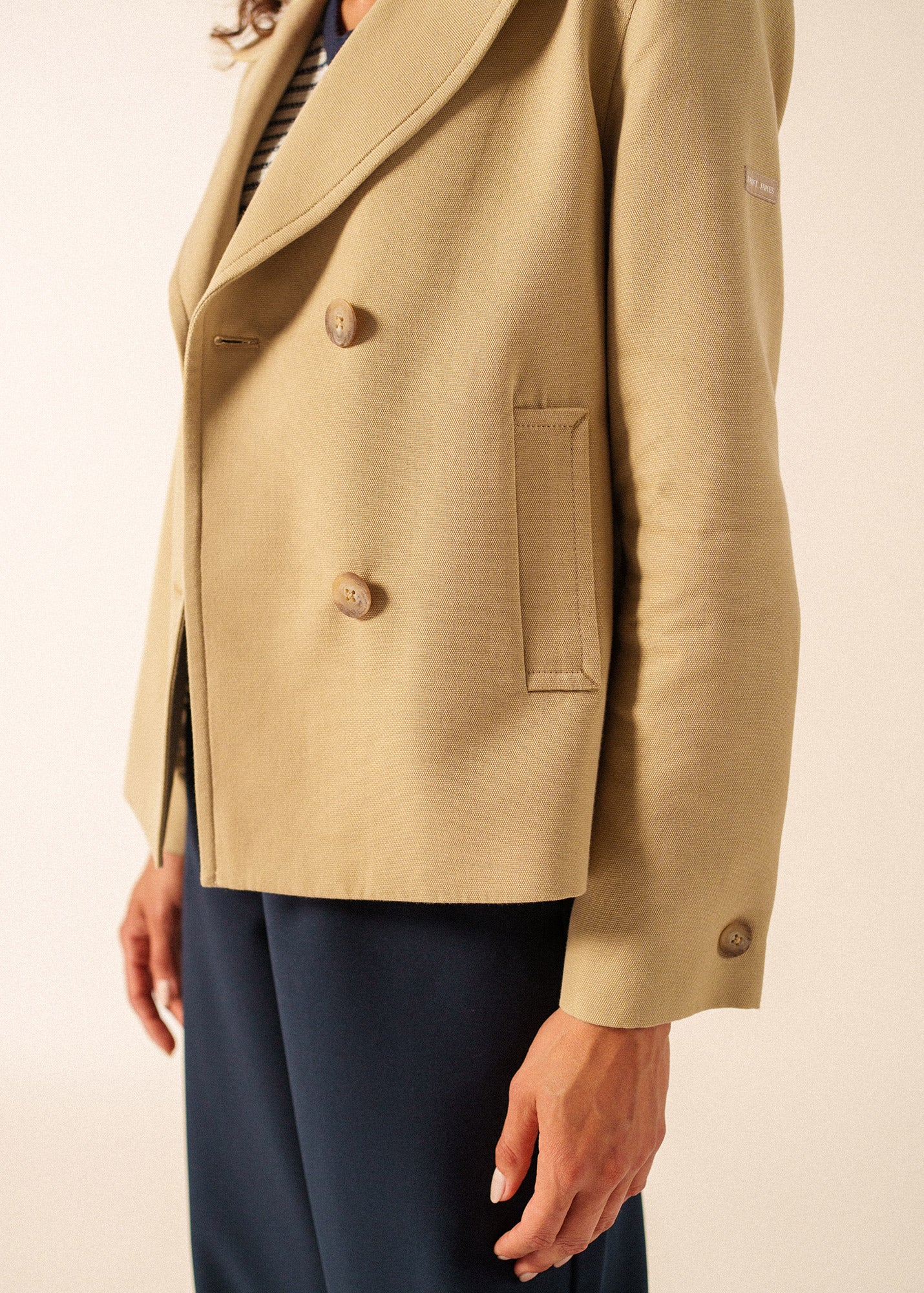 Ste Cathy Cotton Peacoat | Canvas Double-Breasted Jacket | Saint