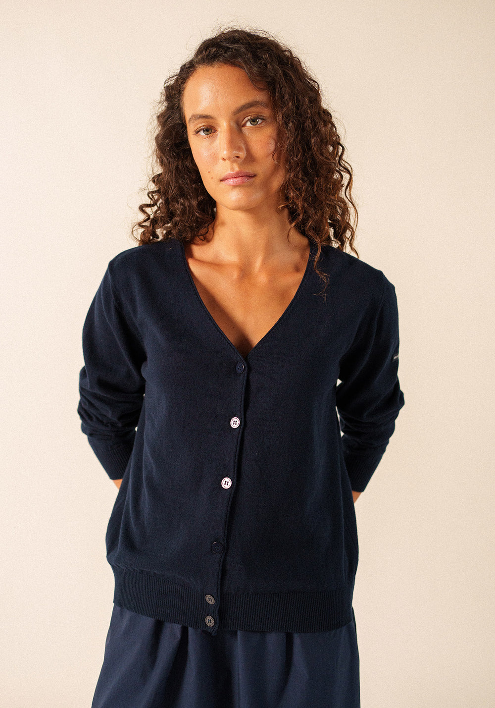 Tavira cotton & cashmere v-neck cardigan (NAVY)