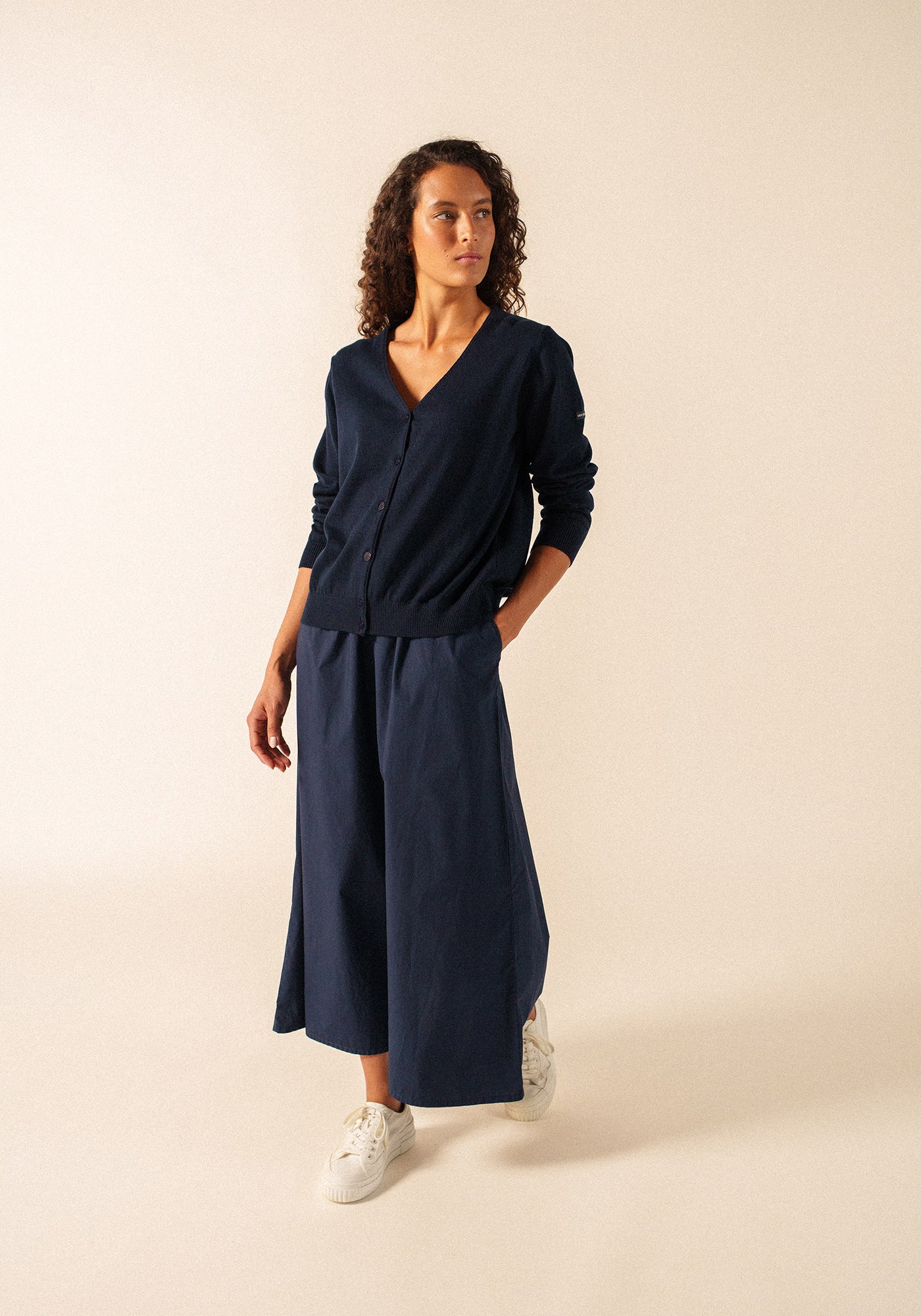 Tavira cotton & cashmere v-neck cardigan (NAVY)
