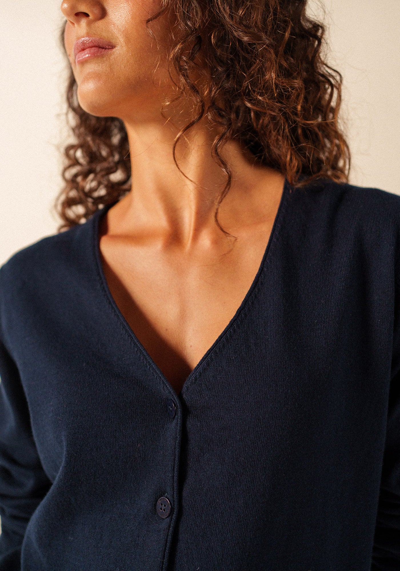 Tavira cotton & cashmere v-neck cardigan (NAVY)