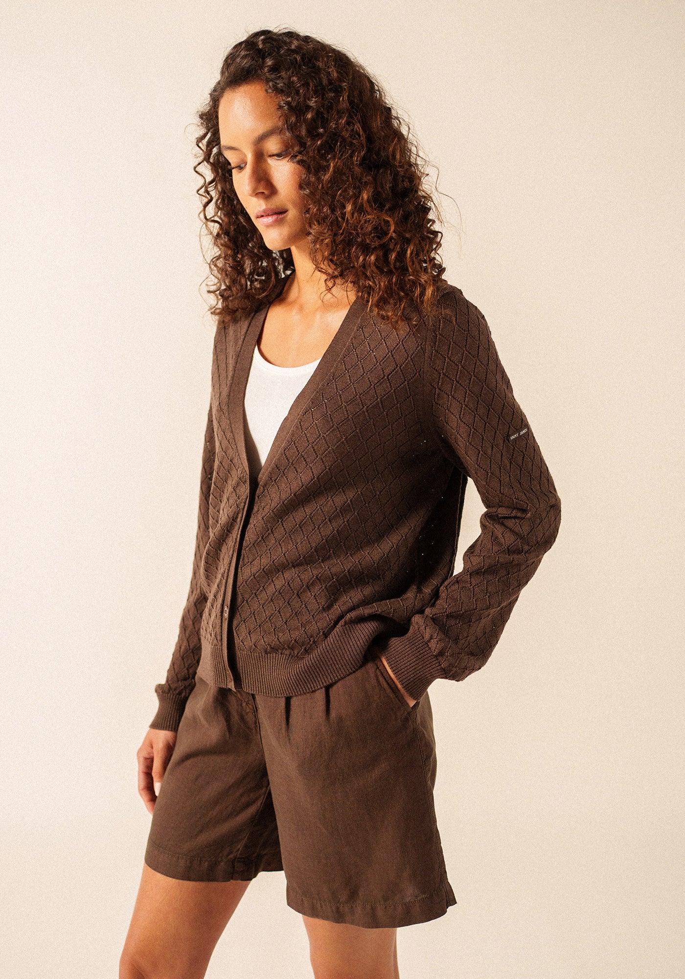 BRAGA Wool & Silk Knit Cardigan (CHOCOLATE)