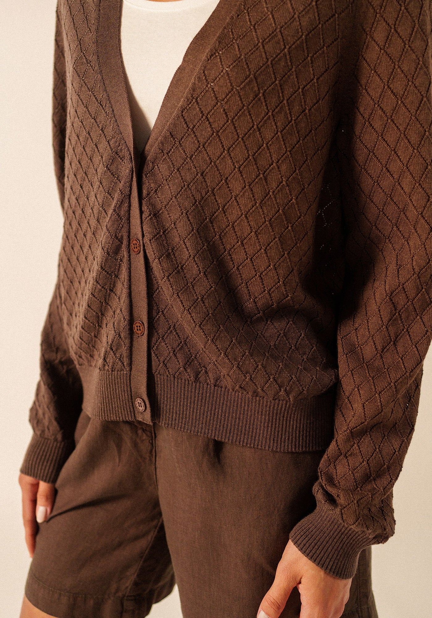 BRAGA Wool & Silk Knit Cardigan (CHOCOLATE)