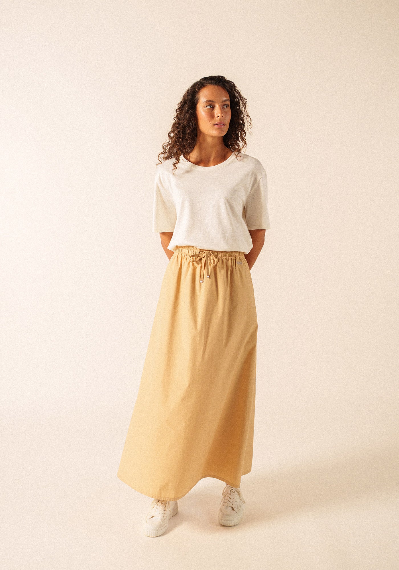 ALBANE Cotton Drawstring Skirt (SAIL CANVAS)