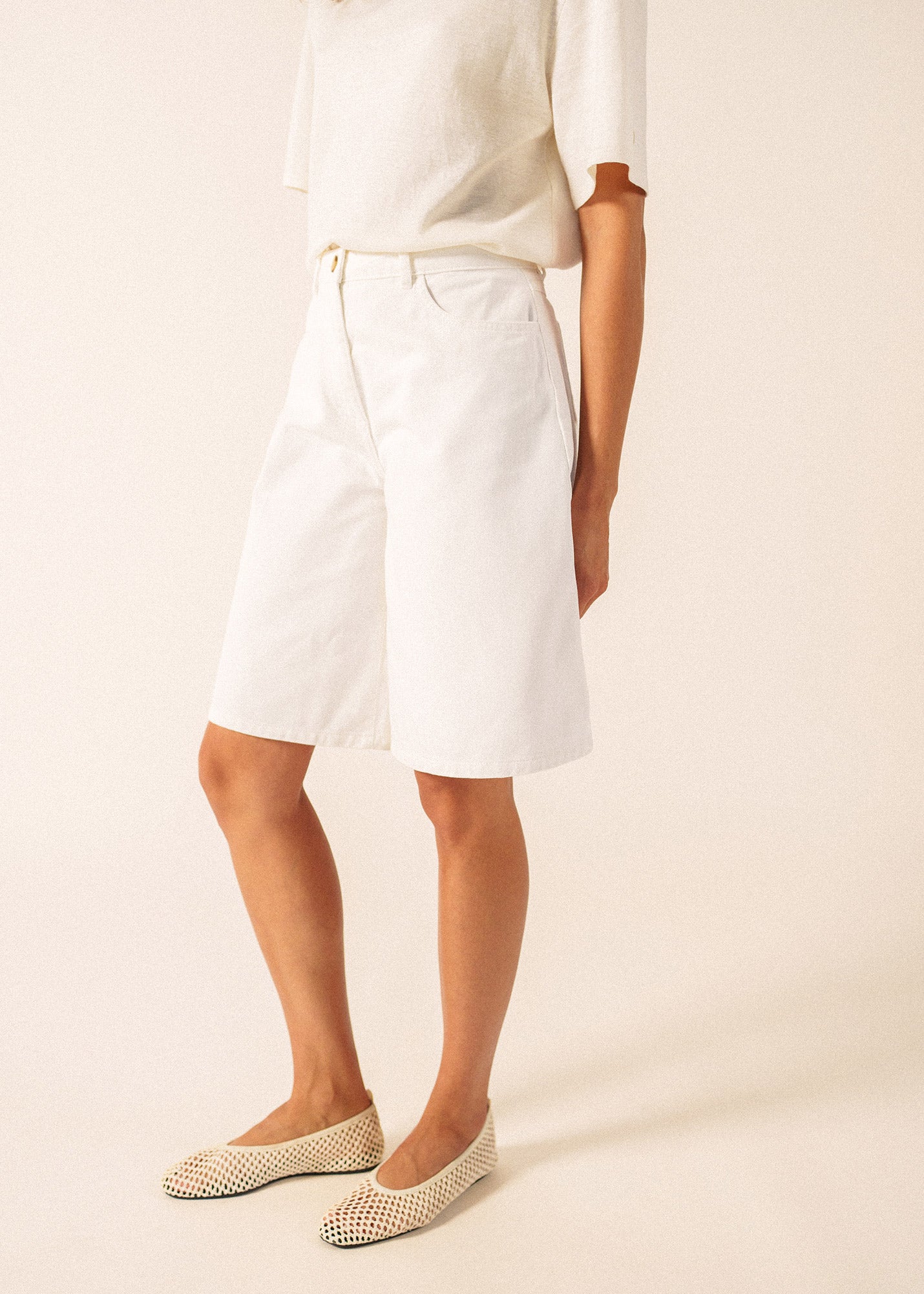 Manon Denim Wide-Leg Bermuda | Skirt-Effect Shorts | Saint James