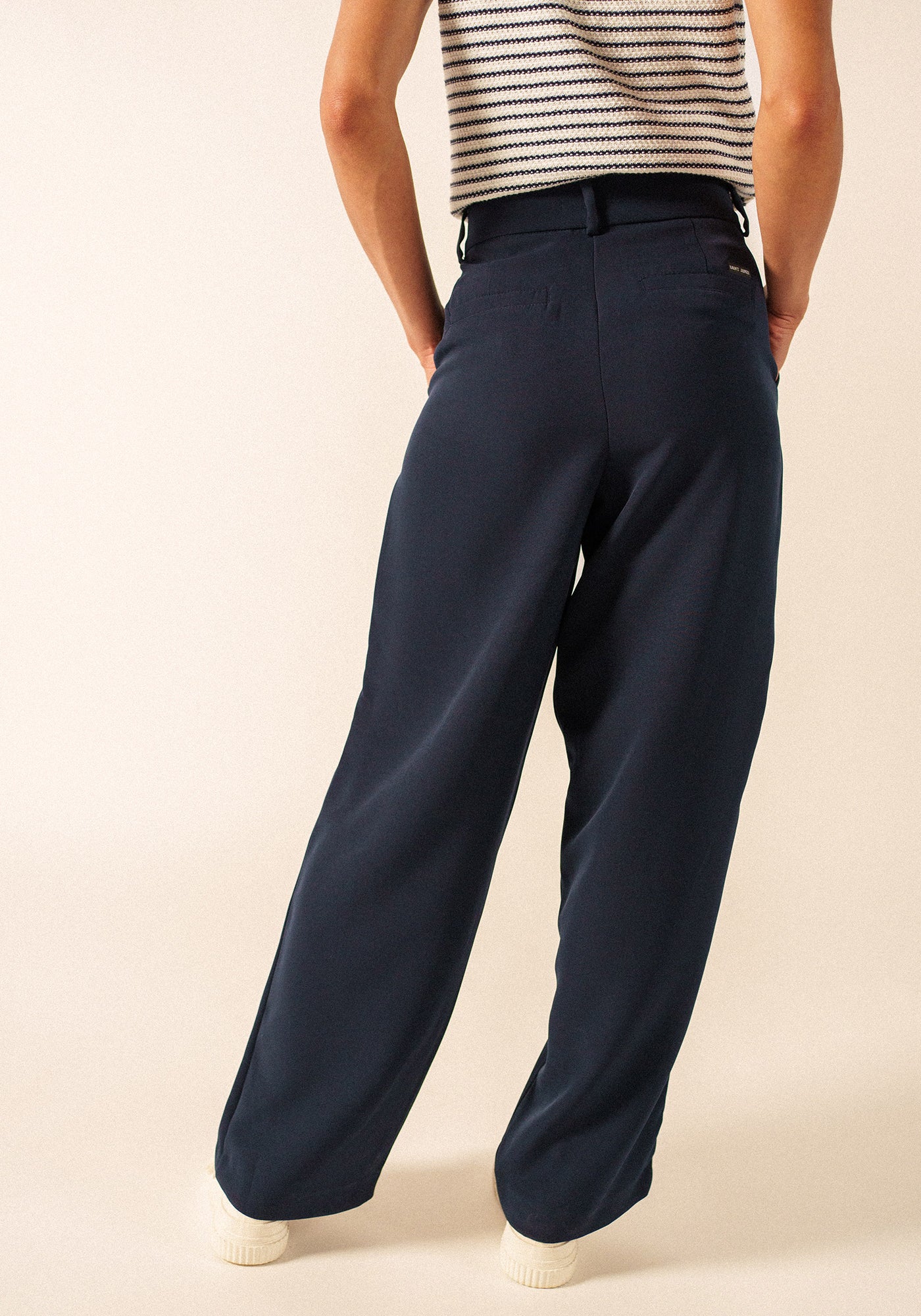 Bianca crepe straight leg pants (NAVY)