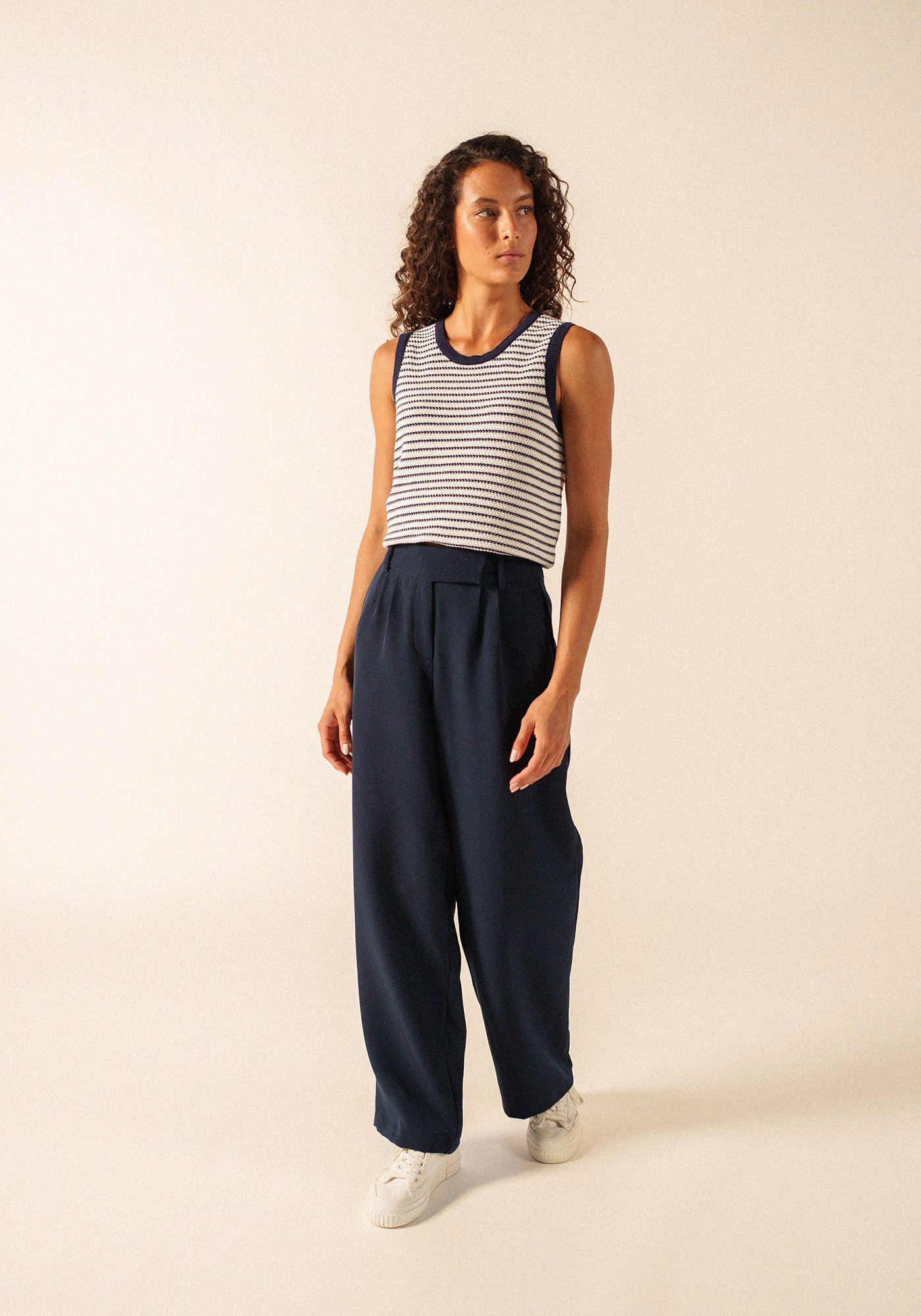 Bianca crepe straight leg pants (NAVY)