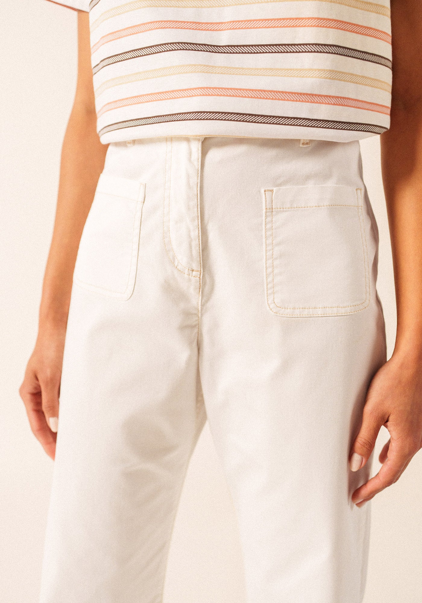 ENZA Cotton Twill Straight Leg Pants (IVORY)