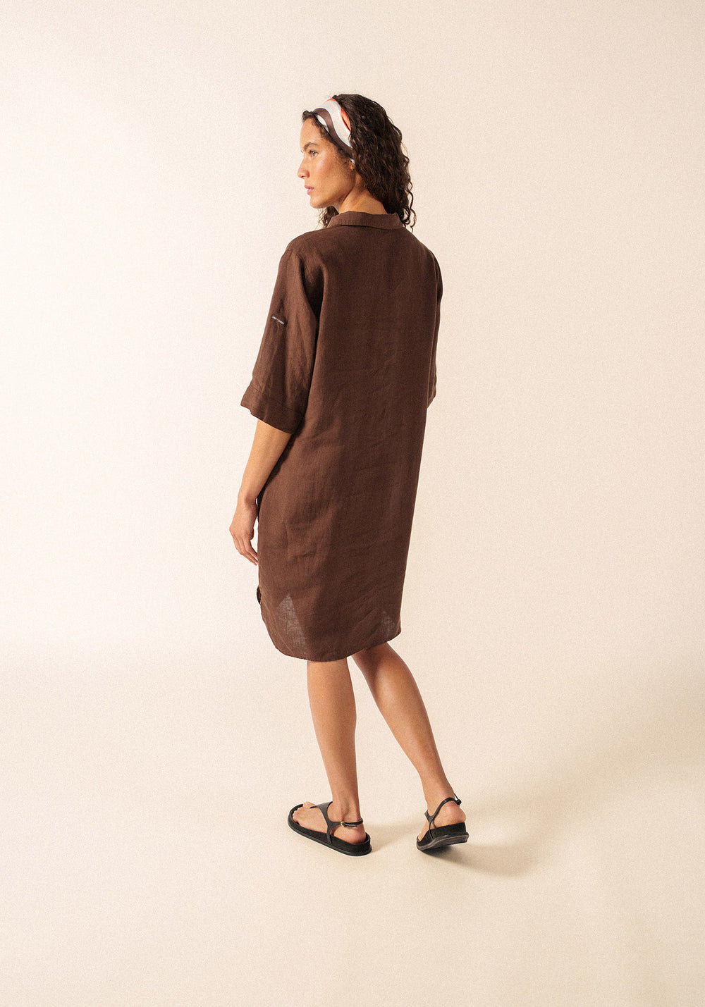 LEONIE Linen Shirt Dress (CHOCOLATE)
