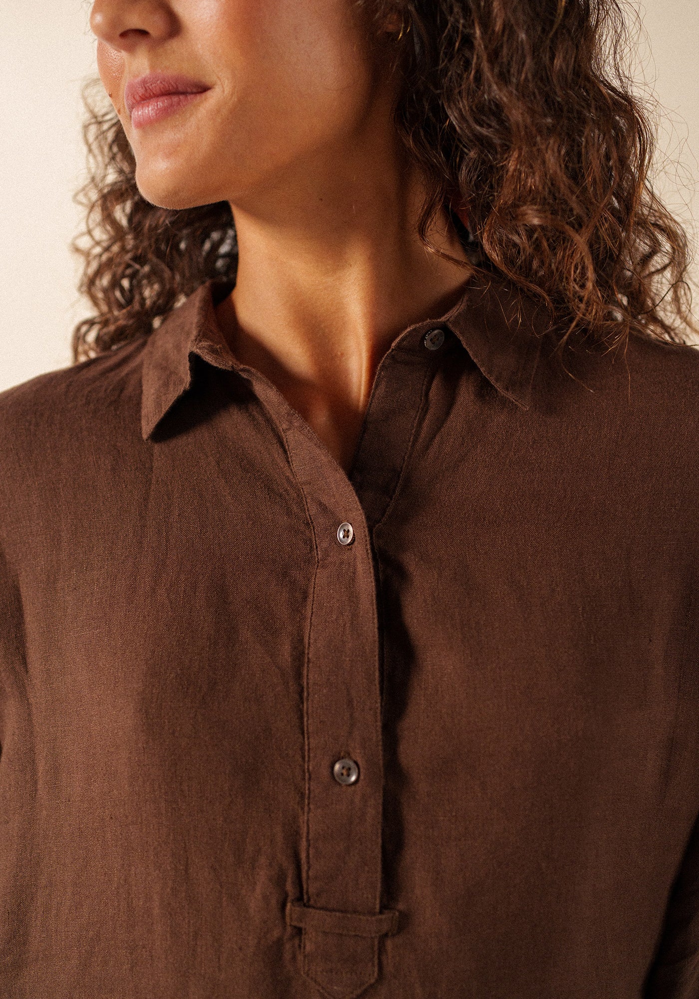 LEONIE Linen Shirt Dress (CHOCOLATE)