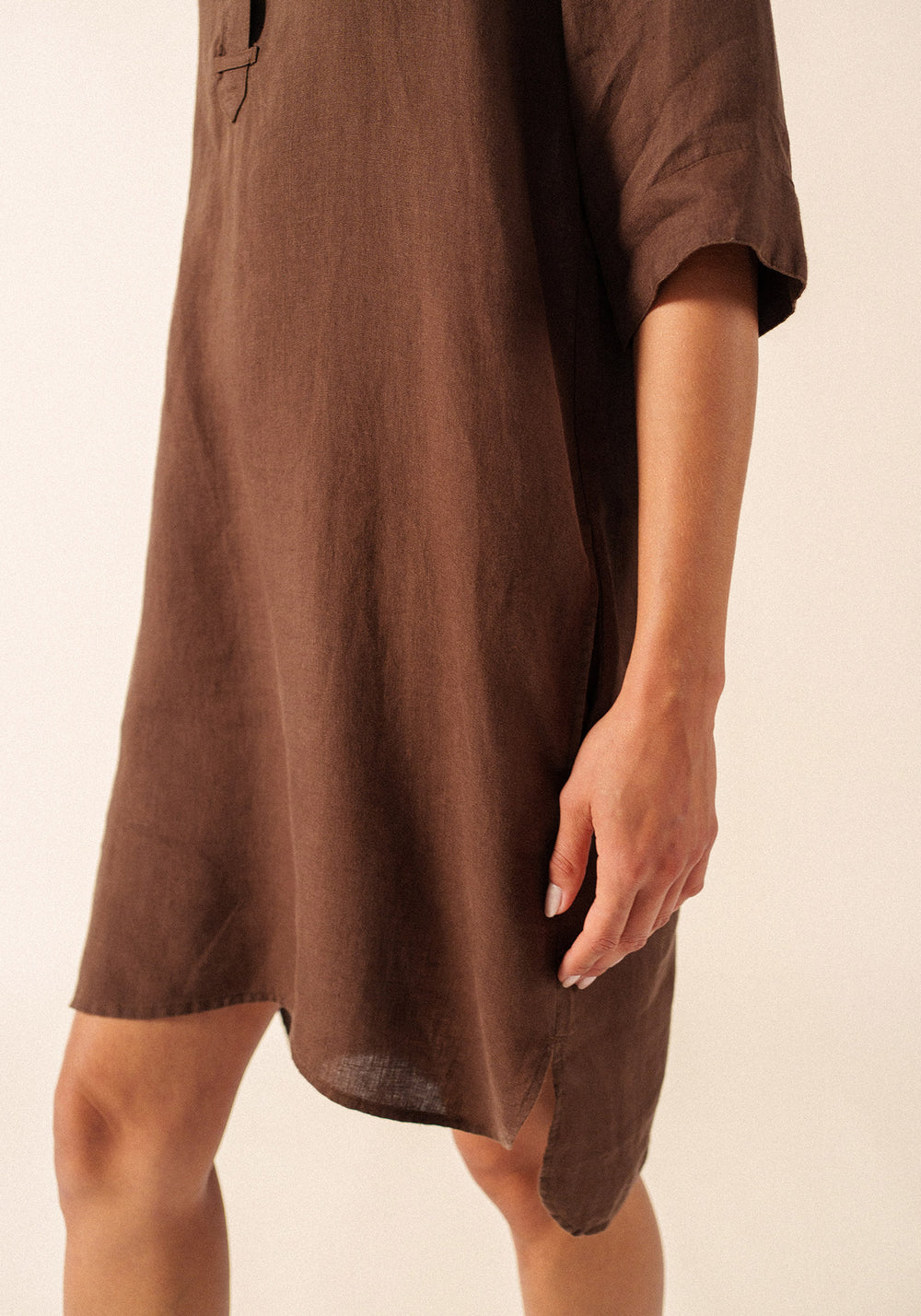 LEONIE Linen Shirt Dress (CHOCOLATE)