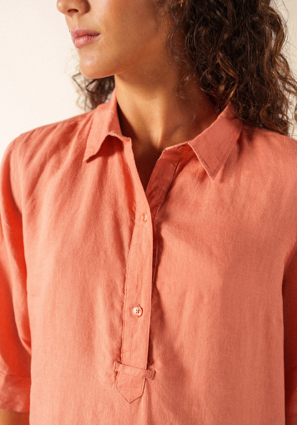 LEONIE Linen Shirt Dress (CLAY)