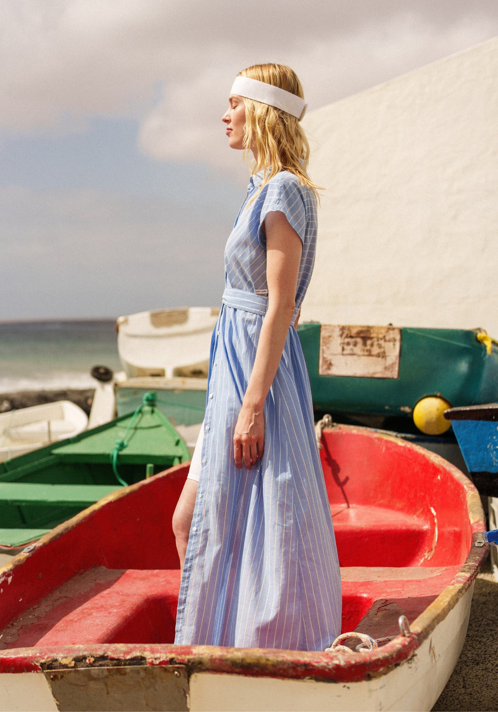 MAELYS Striped Maxi Dress (BLUE / WHITE)