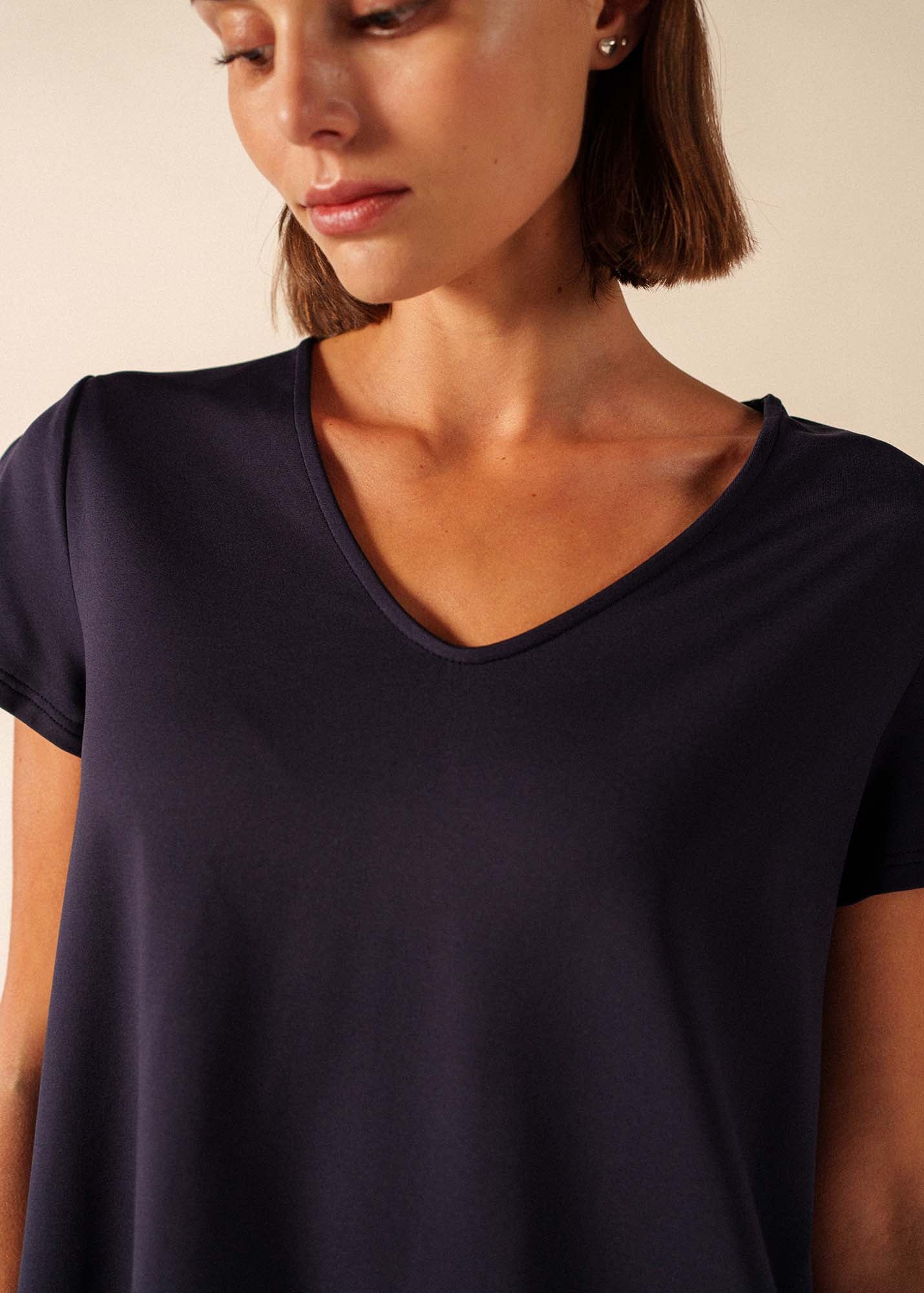 Vicq Navy Shift Dress | Anti-UV V-Neck Dress | Saint James