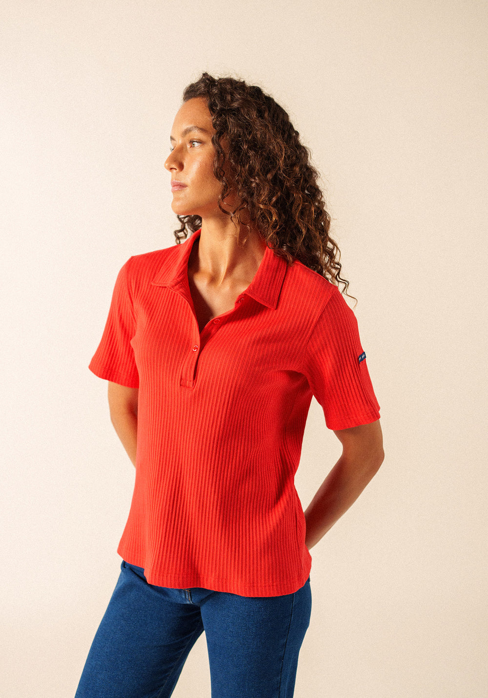 ROMY Knit Polo  (POPPY RED)