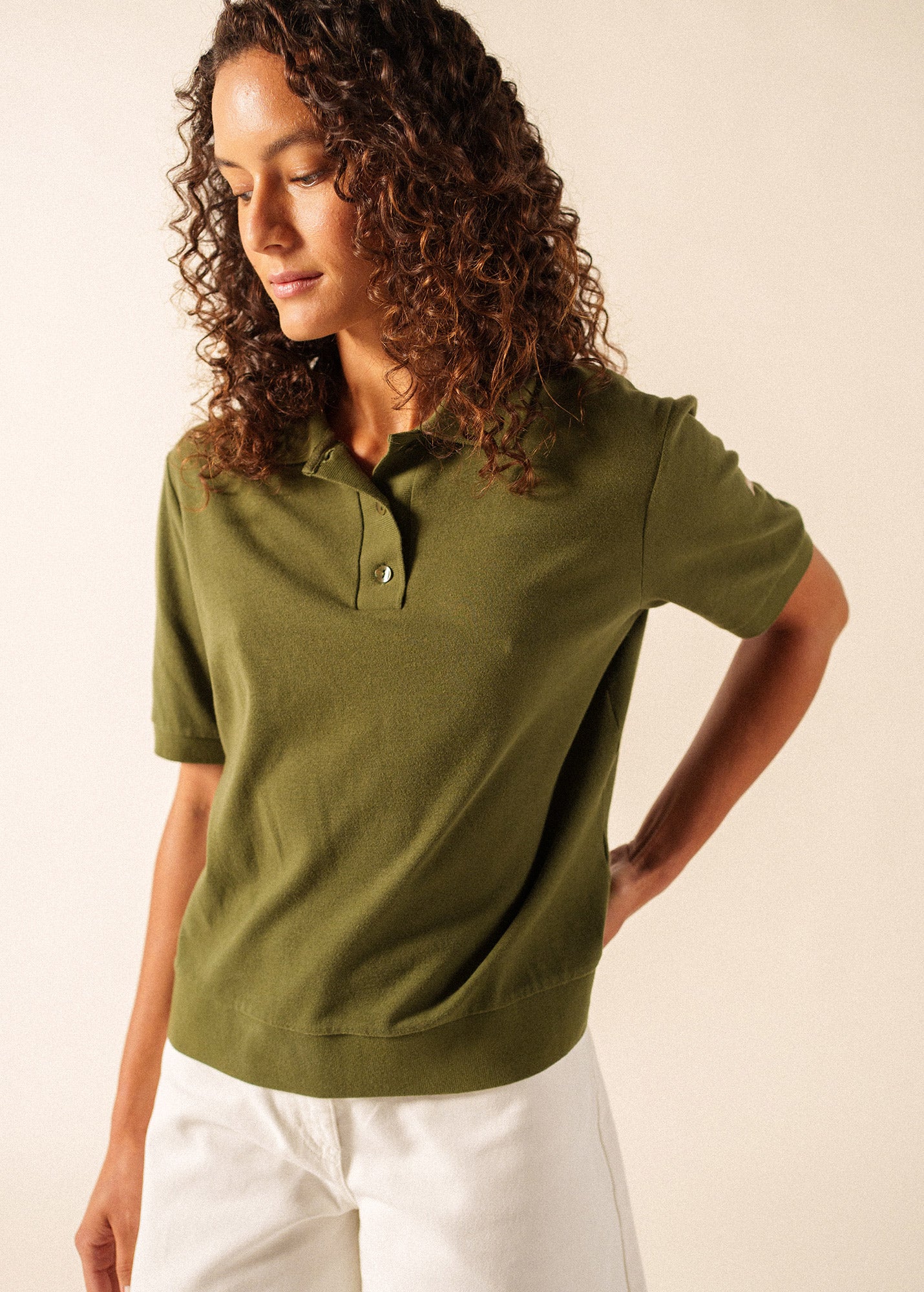 Carola Interlock Polo | Solid Cotton Blend Polo | Saint James