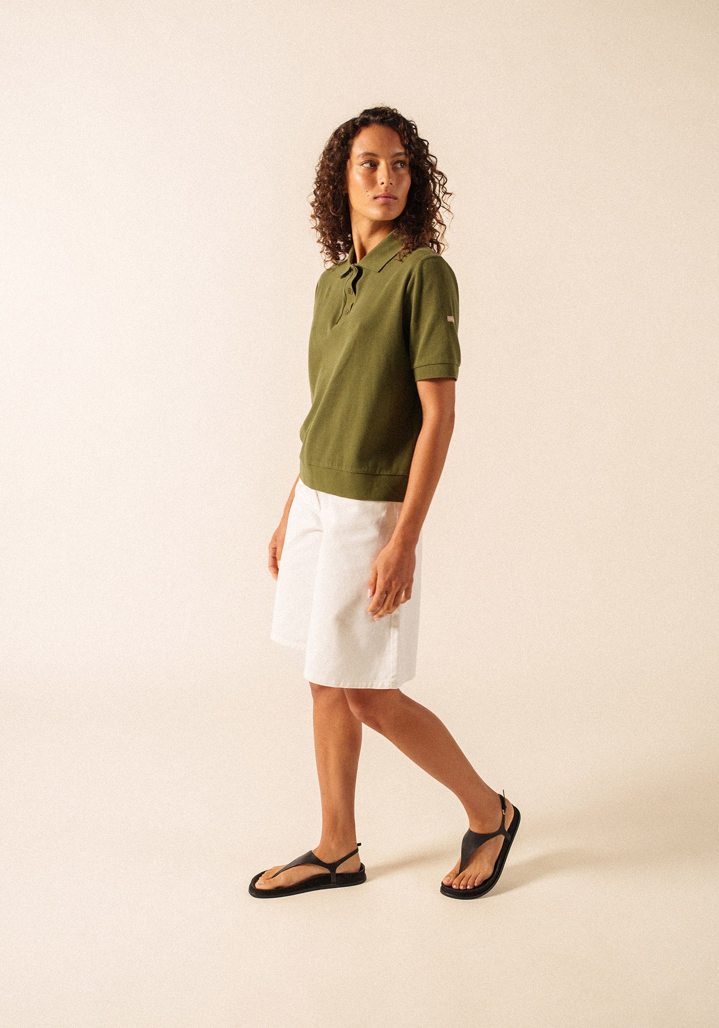 Carola Knit Polo Shirt (ARMY GREEN)