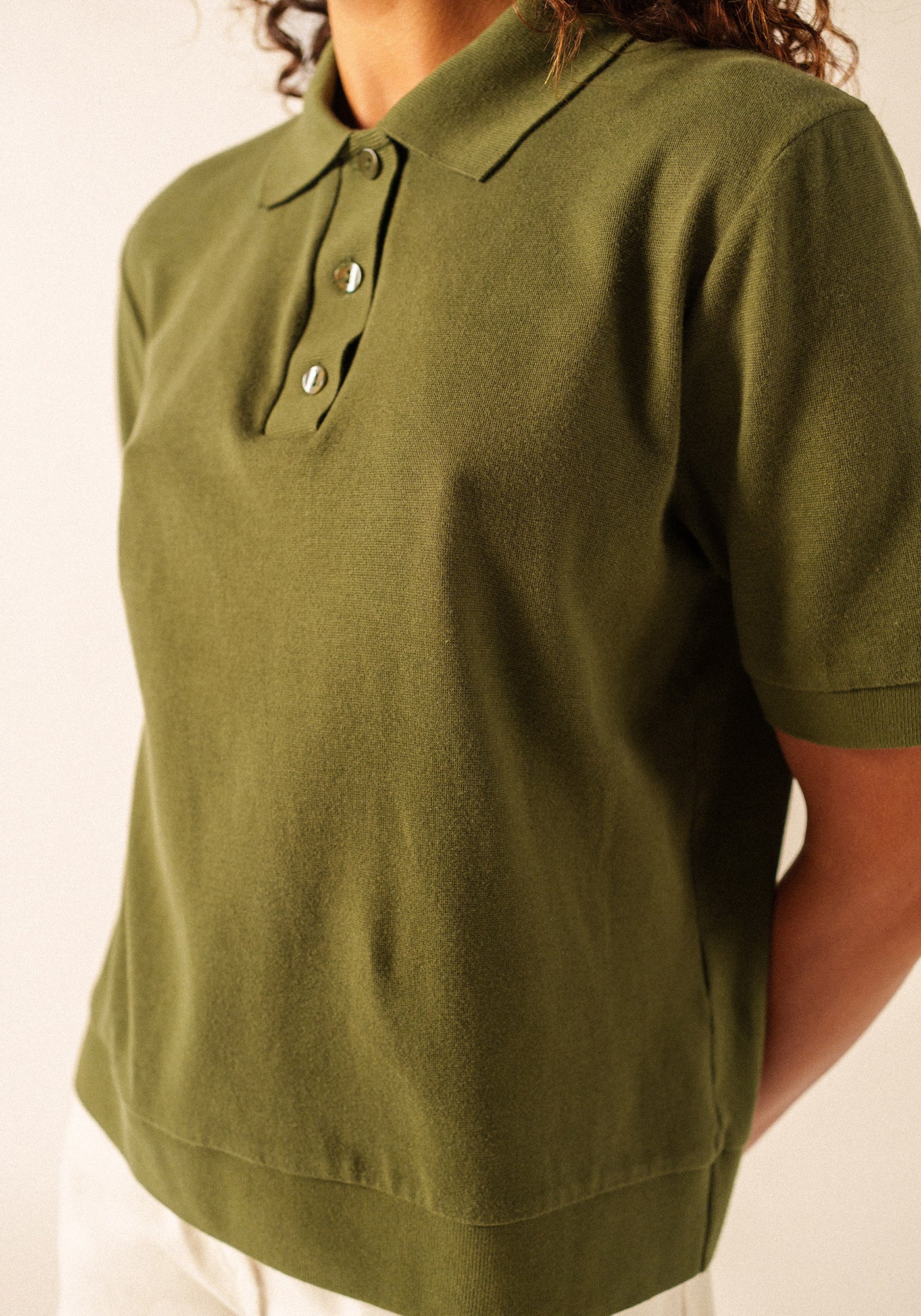 Carola Knit Polo Shirt (ARMY GREEN)