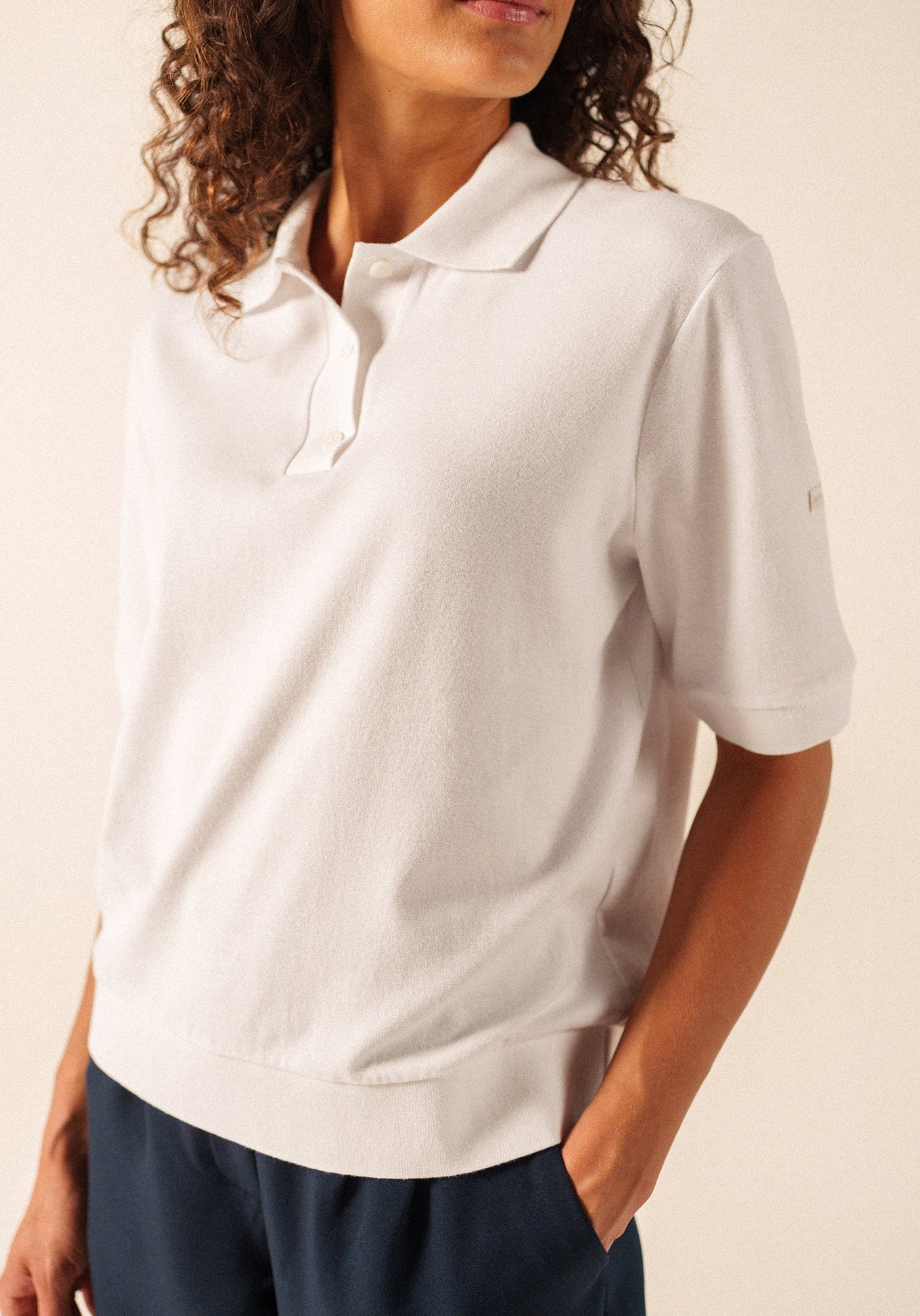 Carola Knit Polo Shirt (WHITE)