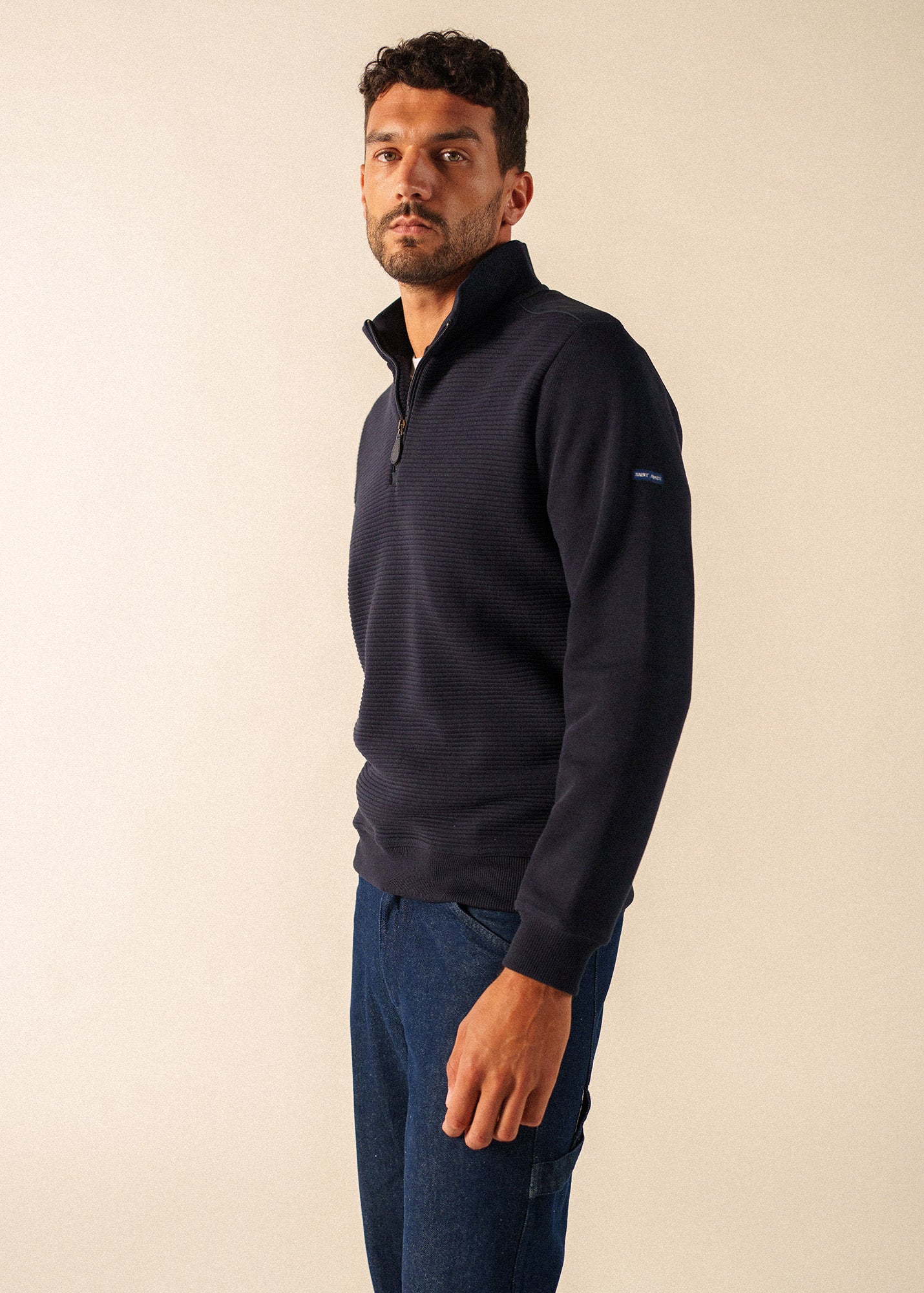 Malo Half-Zip Sweater | Ribbed Mock Neck Knit | Saint James