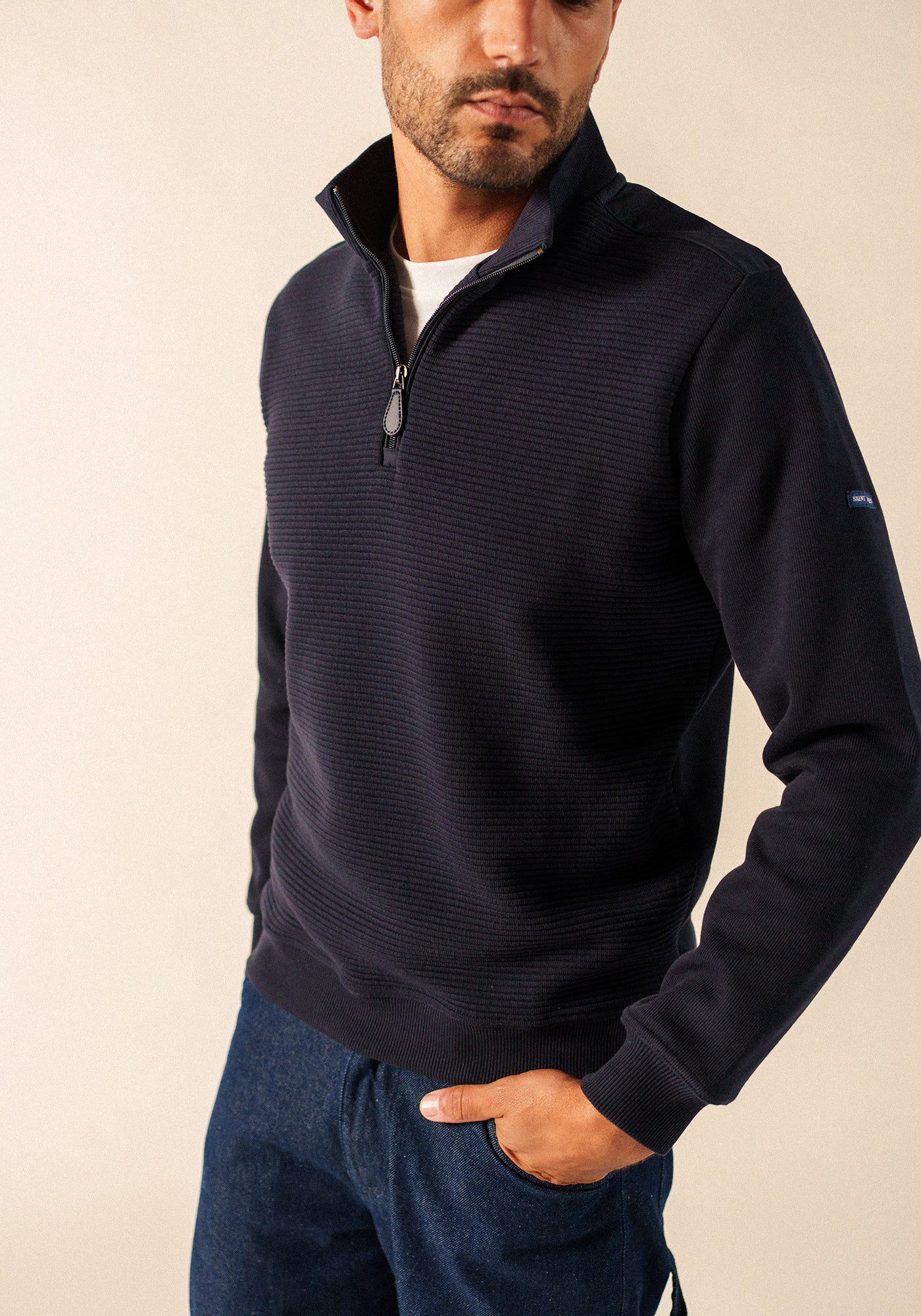 Malo half-zip ribbed sweater (NAVY)
