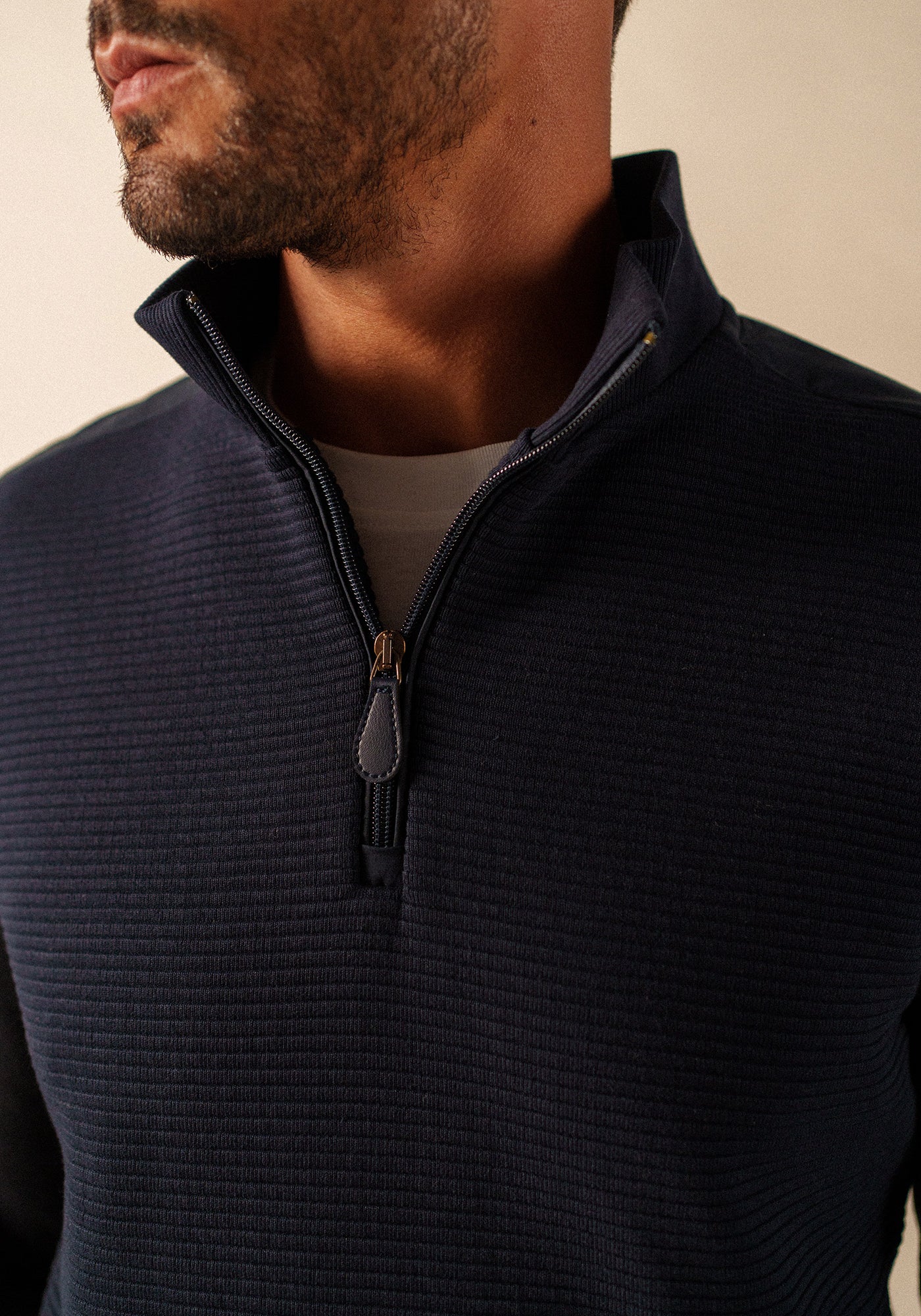 Malo half-zip ribbed sweater (NAVY)